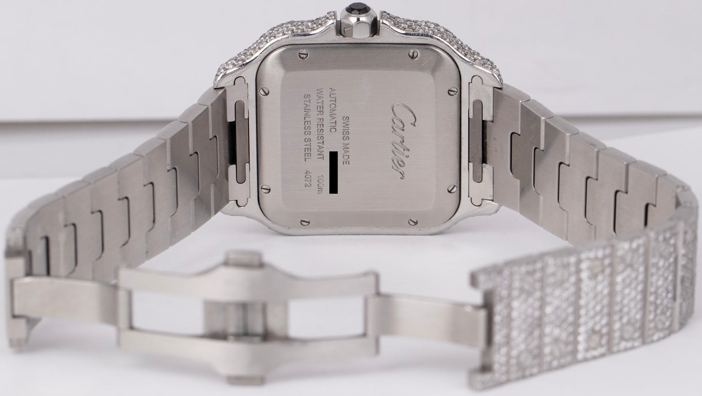 Cartier Santos 39.8mm DIAMOND BUST DOWN Automatic Stainless Steel Watch 4072