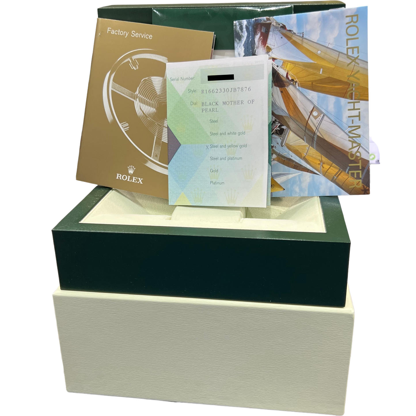 PAPERS Rolex Yacht-Master 40mm TAHITIAN MOP 18K Gold Two-Tone 16623 Watch BOX