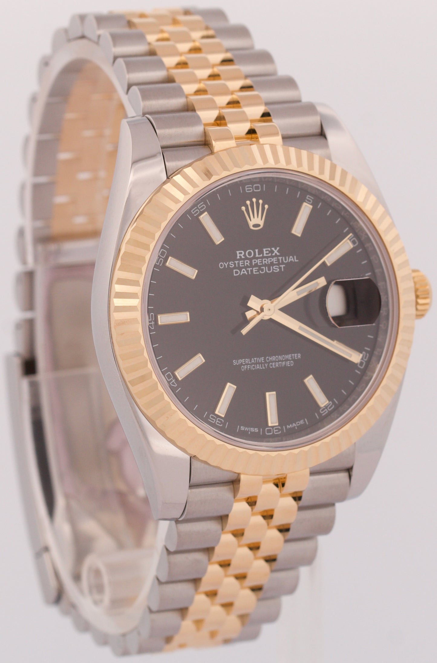 MINT PAPERS Rolex DateJust 41mm BLACK Two-Tone Gold JUBILEE Fluted 126333 BOX