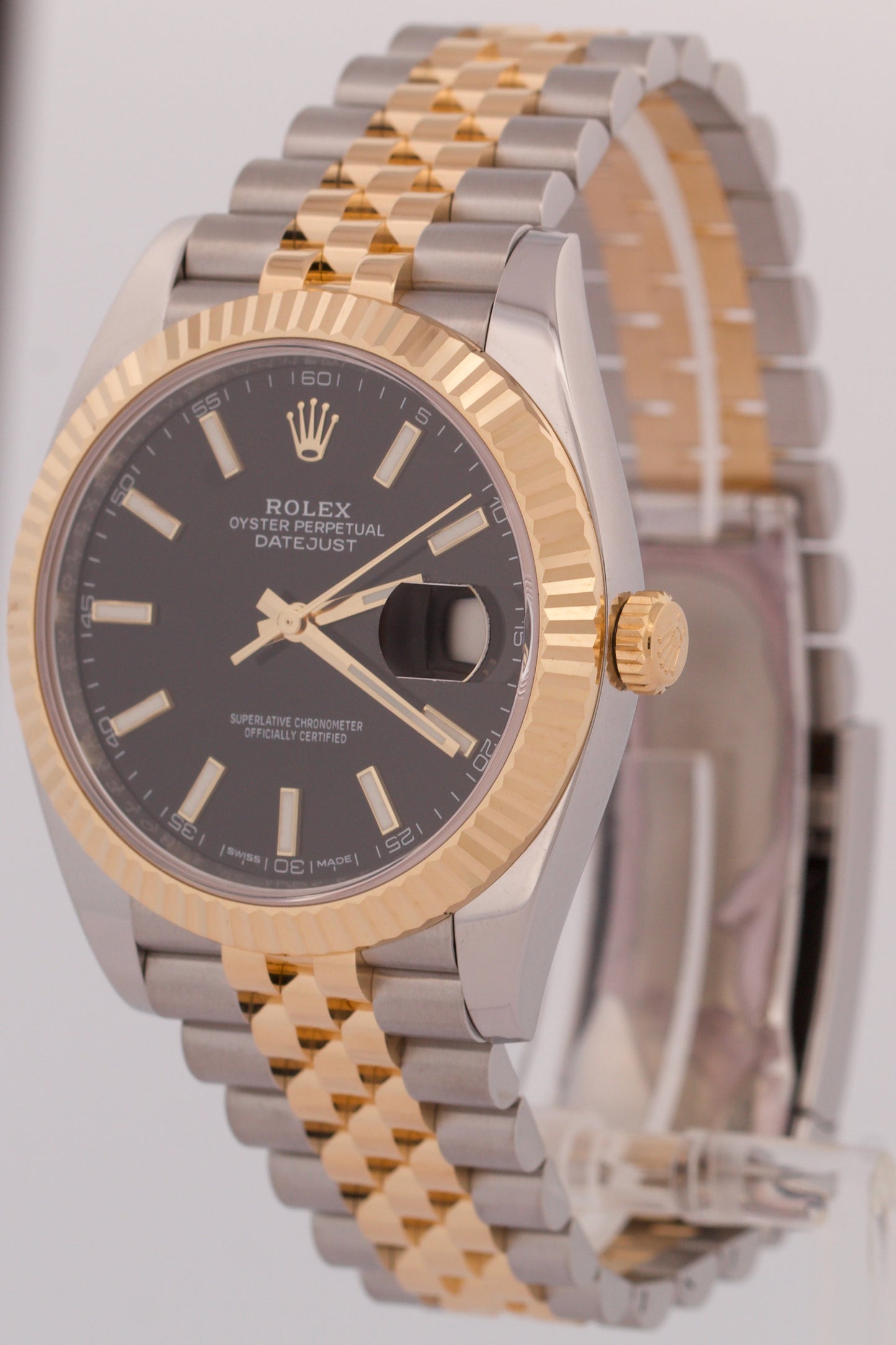 MINT PAPERS Rolex DateJust 41mm BLACK Two-Tone Gold JUBILEE Fluted 126333 BOX