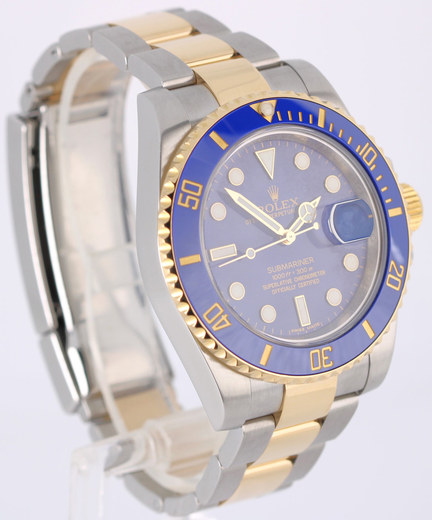 Rolex Submariner Date 18K Yellow Gold Steel BLUE 40mm 116613LB Ceramic Watch