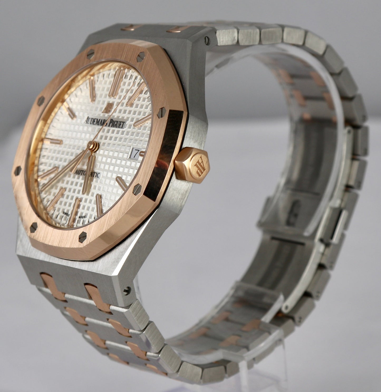 Audemars Piguet Royal Oak Papers 41mm Stainless 18K Rose Gold White 15400SR B+P