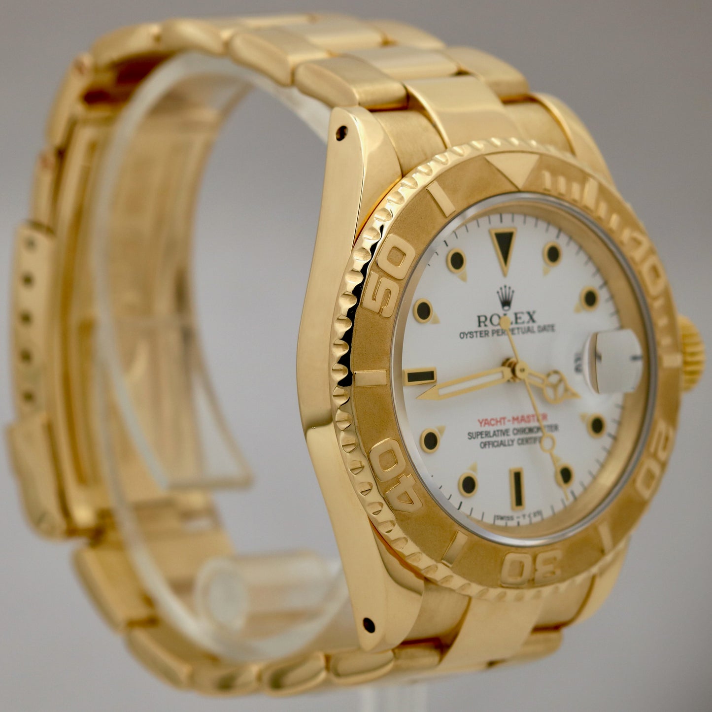 Rolex Yacht-Master 40 YM1 WHITE 18K Yellow Gold 16628 40mm Date Oyster Watch