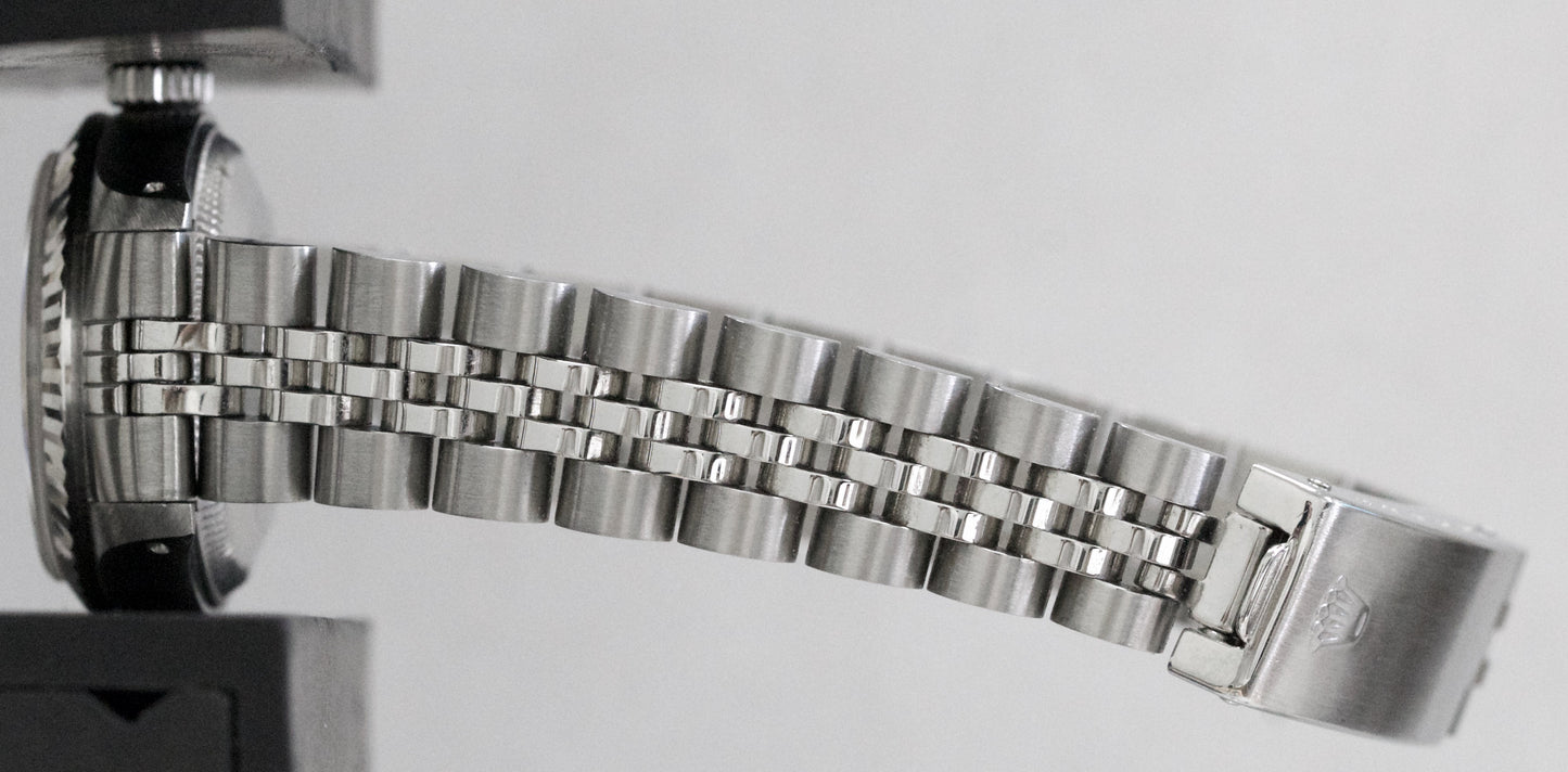 Ladies Rolex DateJust 26mm SILVER DIAMOND 18K Gold Stainless Fluted 6917 BOX