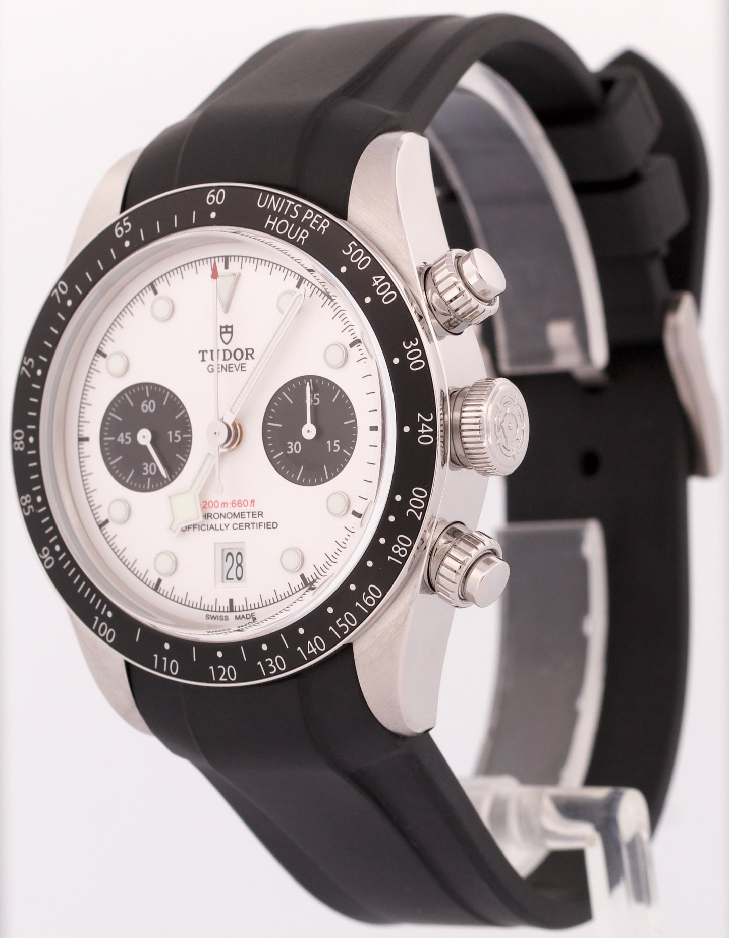 MINT Tudor Black Bay Chrono 41mm PANDA White Stainless Steel Rubber Watch 79360