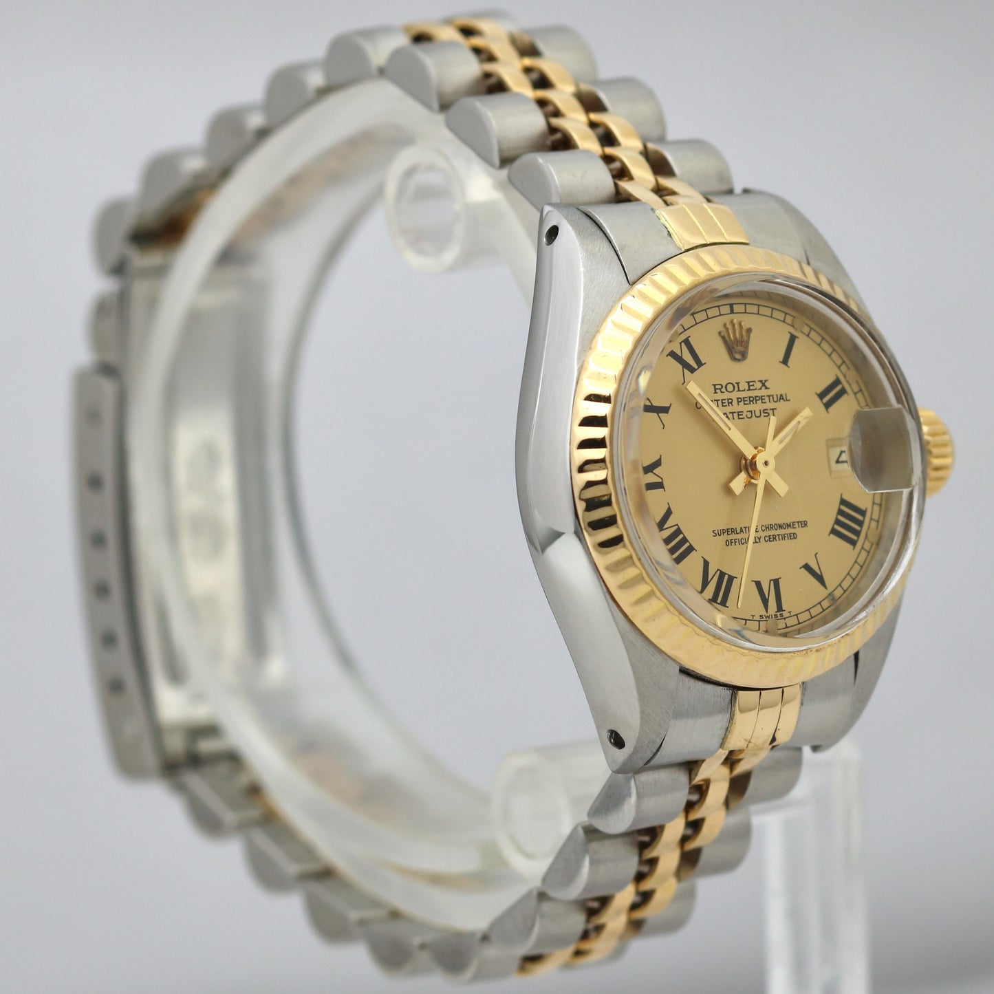 PAPERS Rolex DateJust 26mm BUCKLEY Jubilee Two-Tone 18K Gold Fluted 6917 B+P