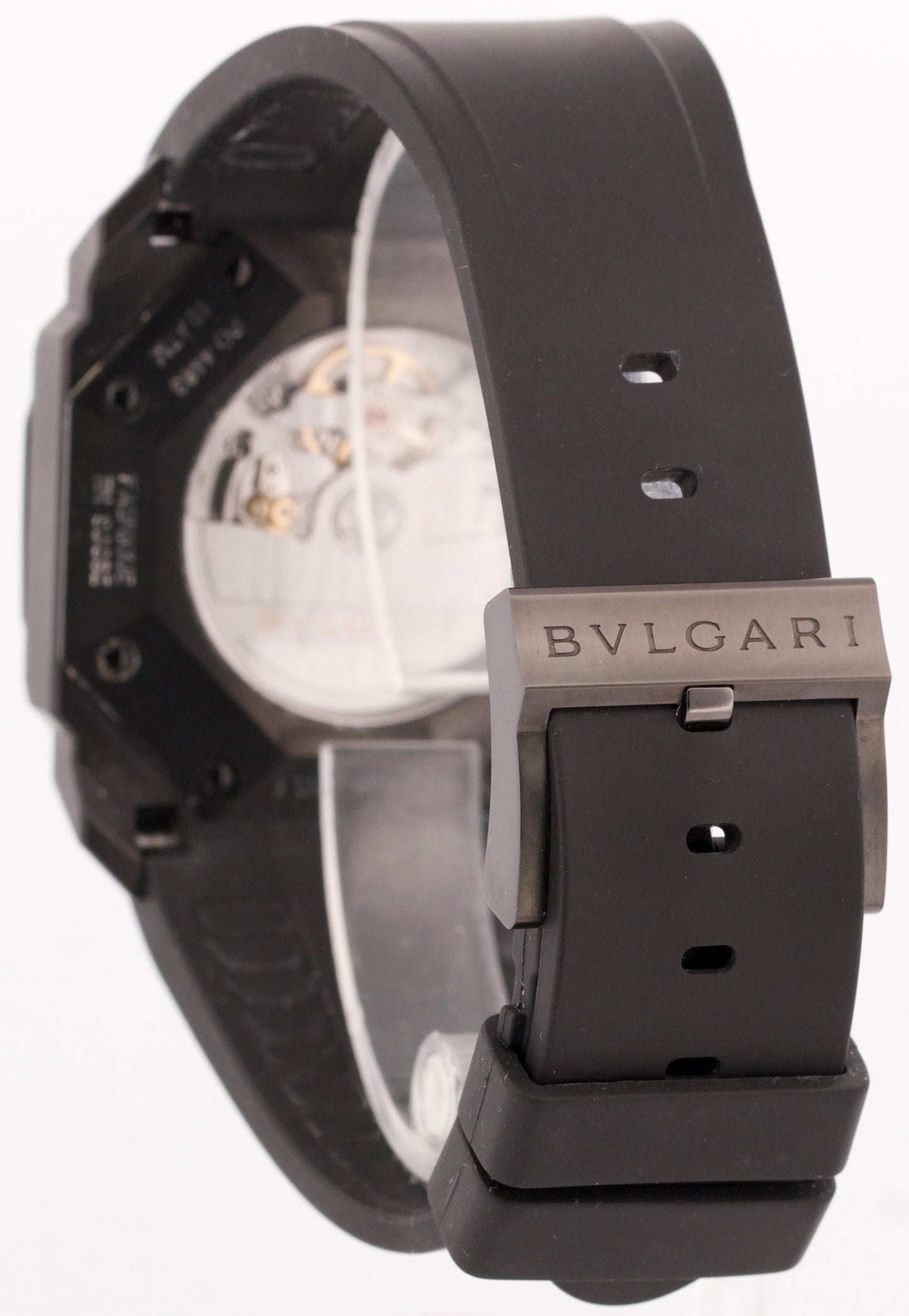 BVLGARI Octo Black Red Stainless Steel 41mm Bulgari Automatic Rubber Date BG041S