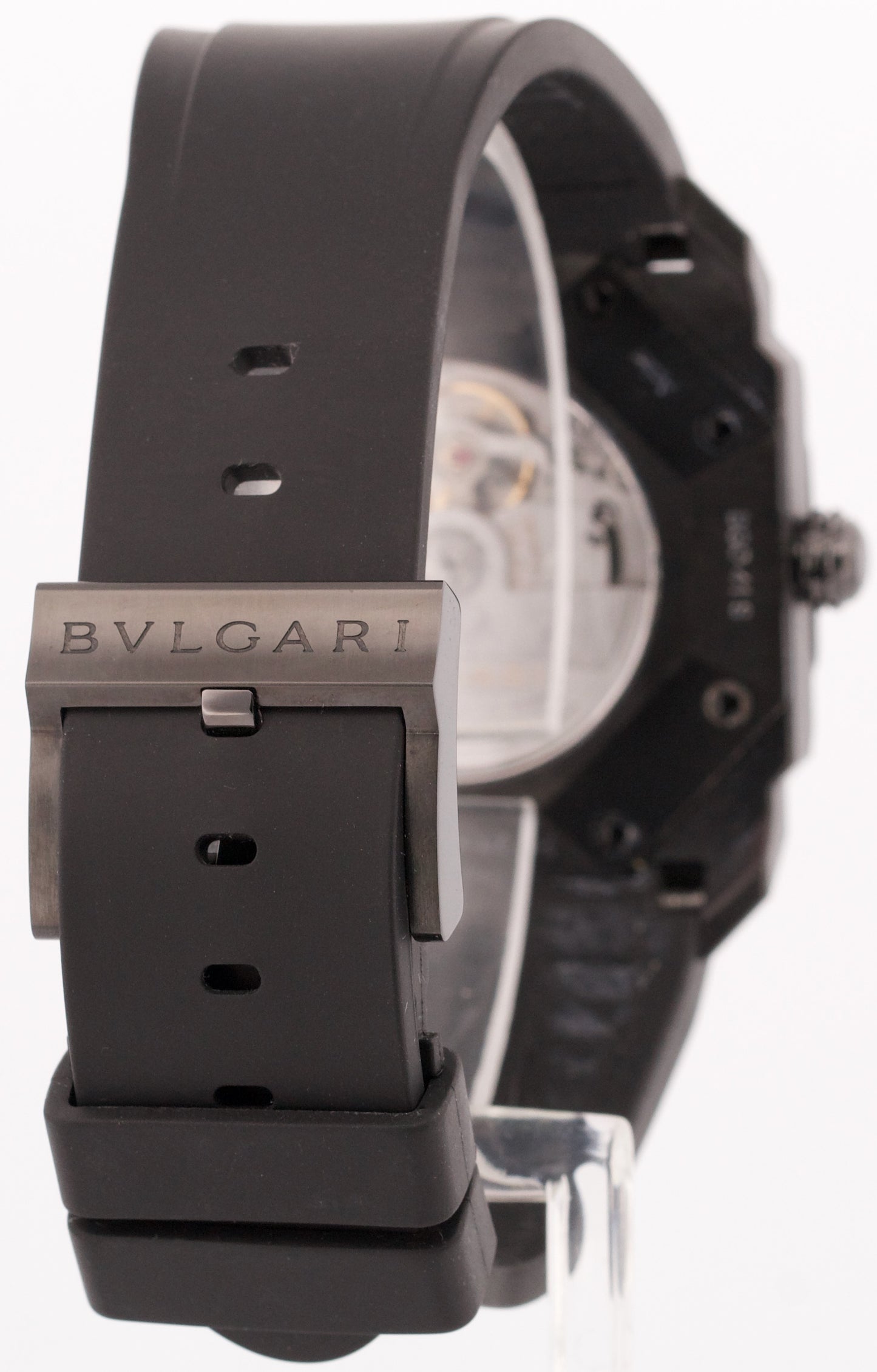 BVLGARI Octo Black Red Stainless Steel 41mm Bulgari Automatic Rubber Date BG041S