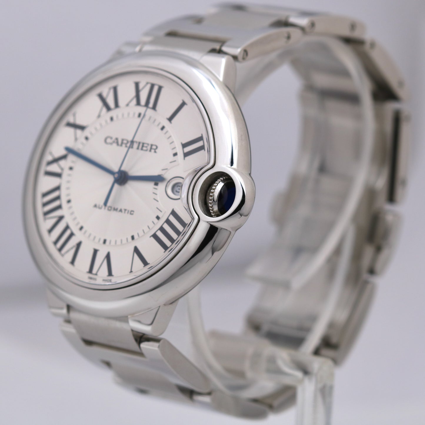 PAPERS Cartier Ballon Bleu Steel SILVER GUILLOCHE 42mm 3765 W6901224 Watch B+P