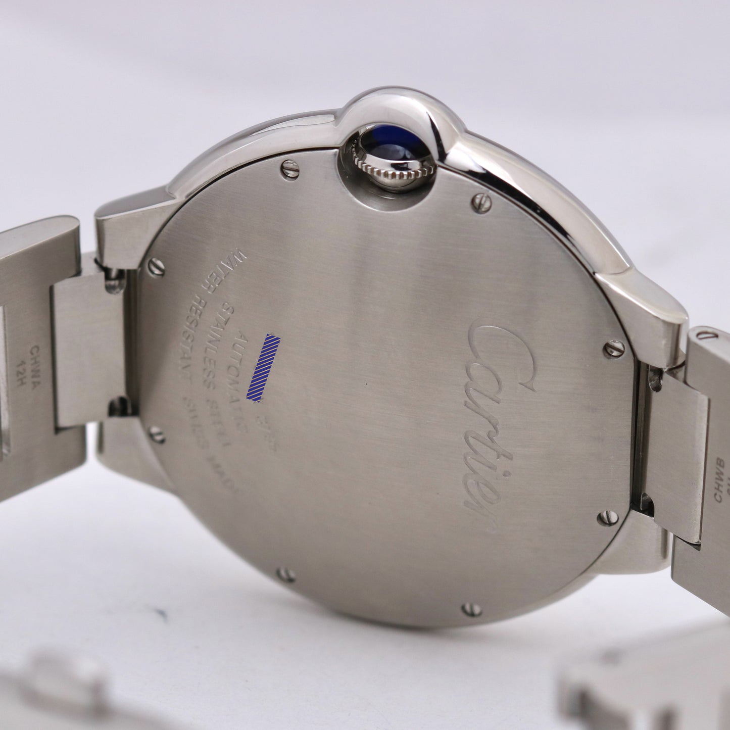 PAPERS Cartier Ballon Bleu Steel SILVER GUILLOCHE 42mm 3765 W6901224 Watch B+P