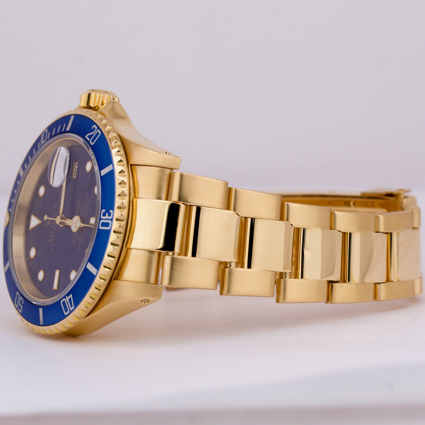 Rolex Submariner Date 18K Yellow Gold BLUE 40mm Automatic Oyster Watch 16618 LB