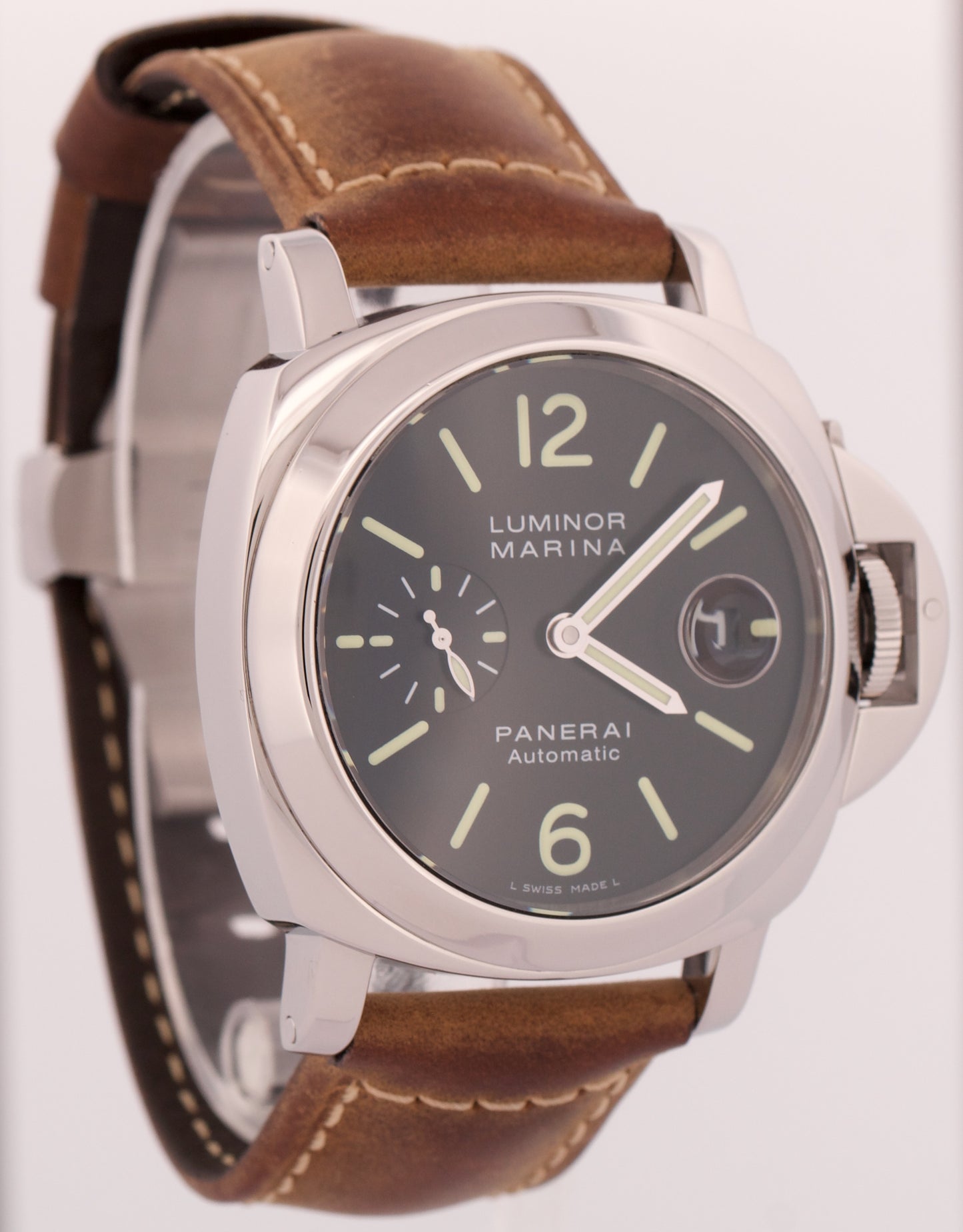 MINT Panerai Luminor Marina PAM 104 BLACK Stainless Steel Leather 44mm PAM00104