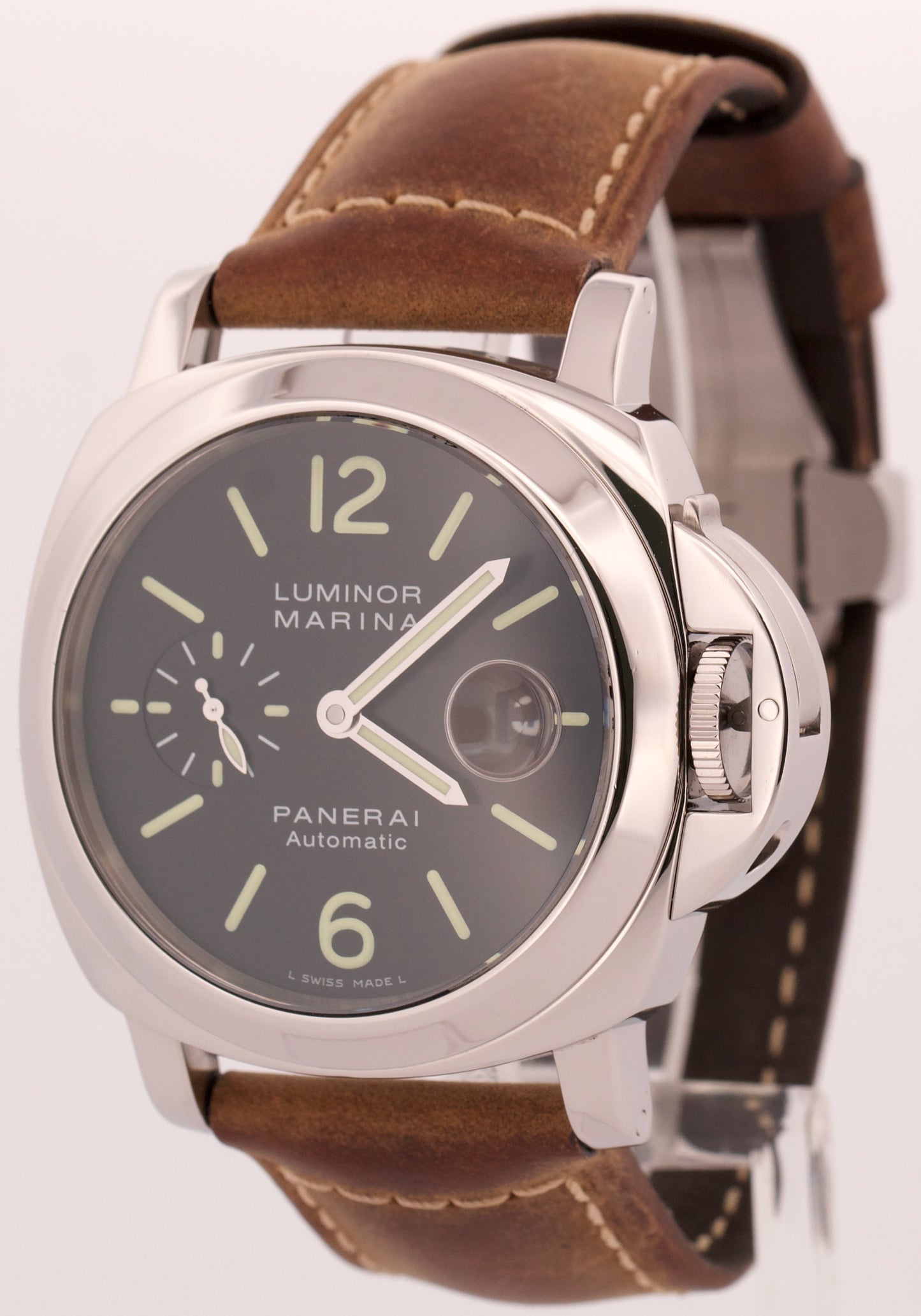 MINT Panerai Luminor Marina PAM 104 BLACK Stainless Steel Leather 44mm PAM00104
