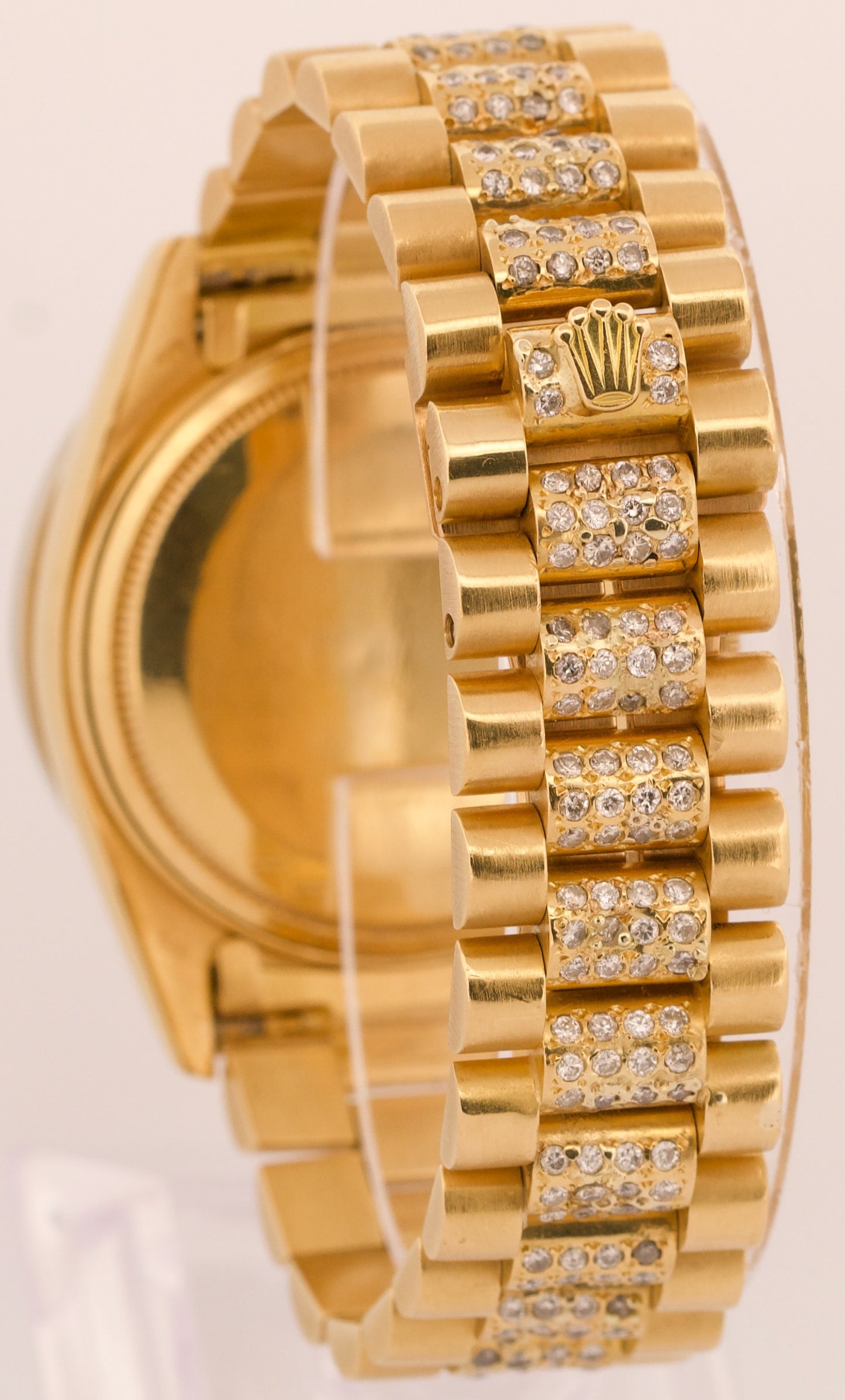 VINTAGE Rolex Day-Date President 36mm DIAMOND PAVE 18K Yellow Gold Watch 18038