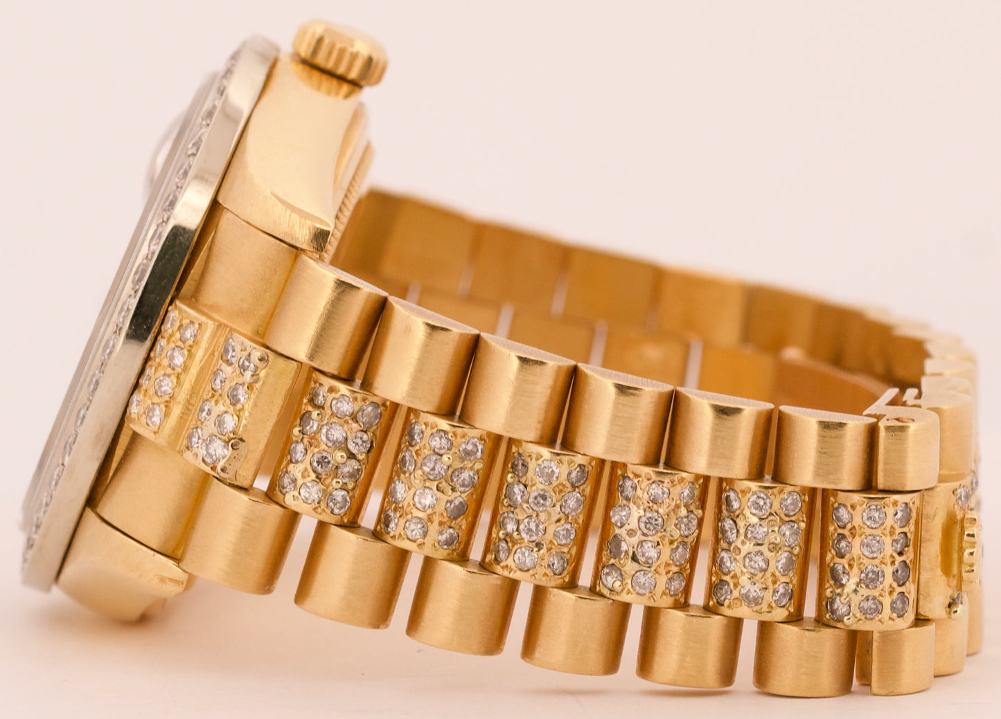 VINTAGE Rolex Day-Date President 36mm DIAMOND PAVE 18K Yellow Gold Watch 18038