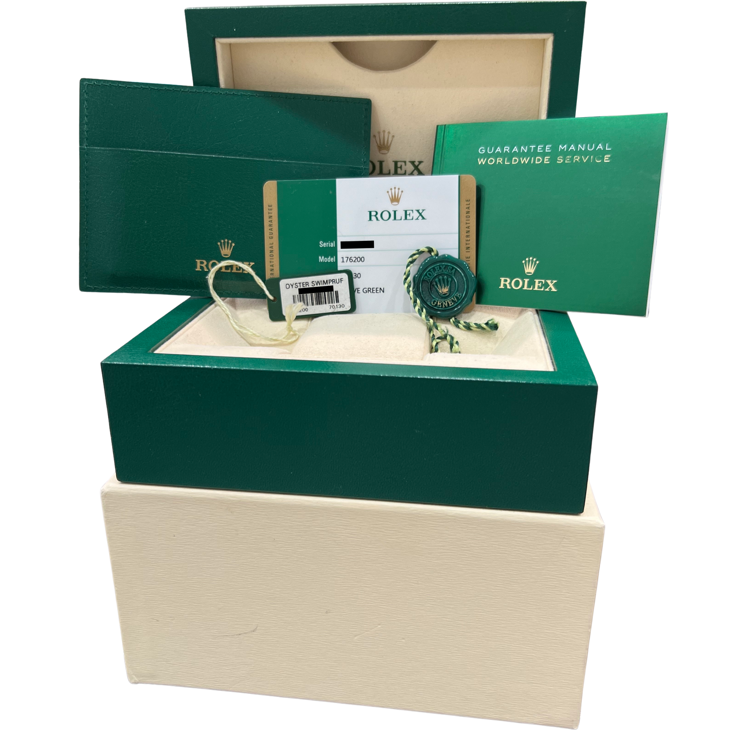 PAPERS Rolex Oyster Perpetual Oilve Green 26mm Stainless Steel Watch 176200 BOX