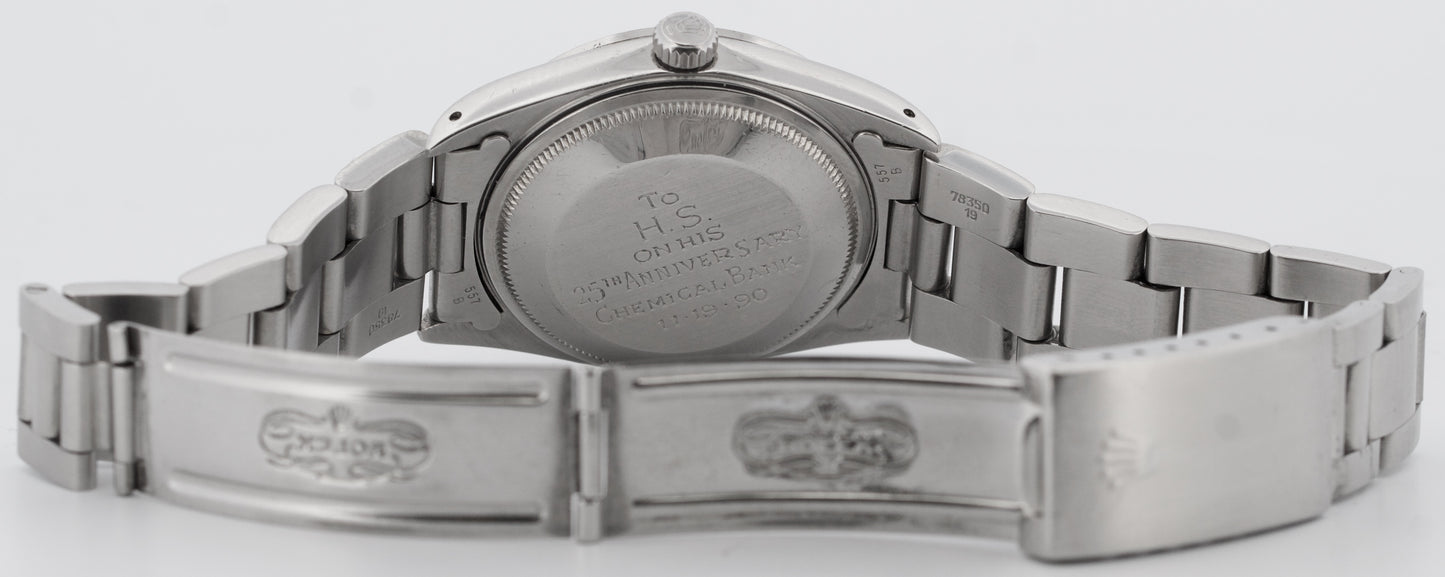 Rolex Oyster Perpetual Date SILVER TIFFANY DIAL 34mm Oyster Stainless 15200