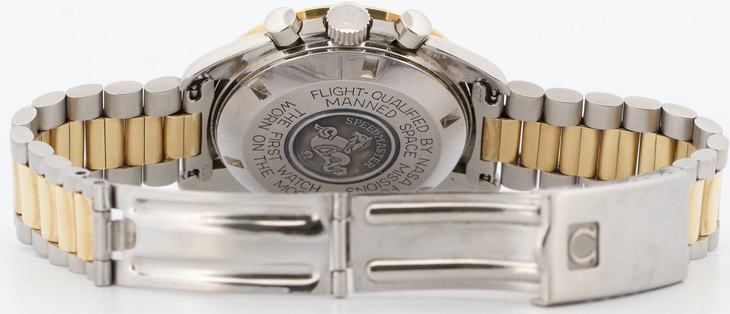 PAPERS Omega Speedmaster CHAMPAGNE Two-Tone 42mm Yellow Gold Steel DD145.022 BOX