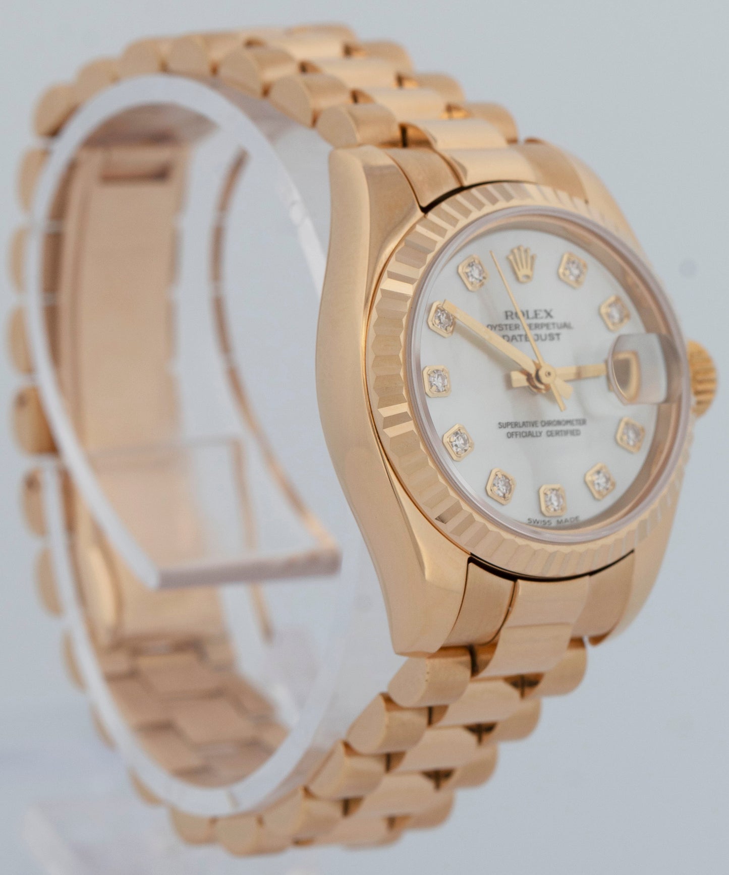 MINT PAPERS Rolex DateJust President MOP DIAMOND 26mm 18K Yellow Gold 179178 BOX
