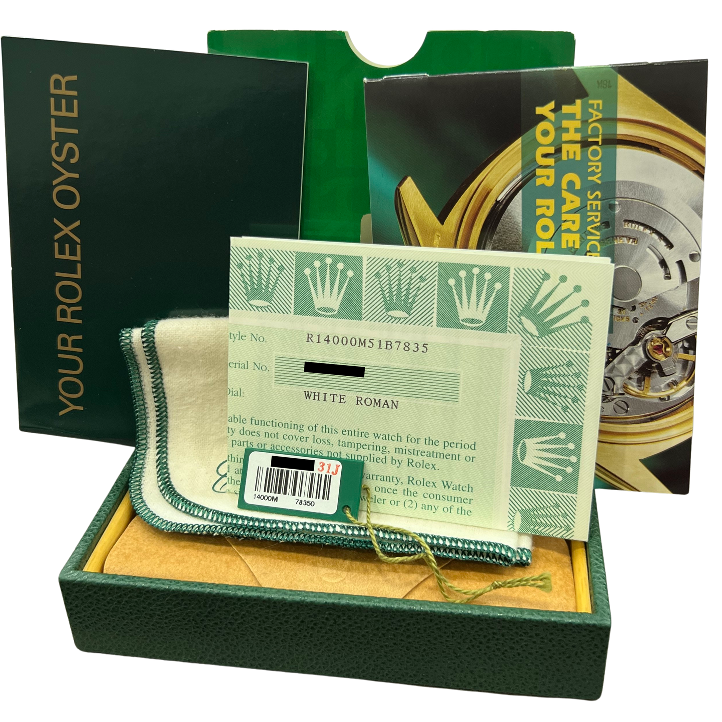 PAPERS Rolex Air-King Precision White Roman Stainless Steel 34mm Watch 14000 BOX