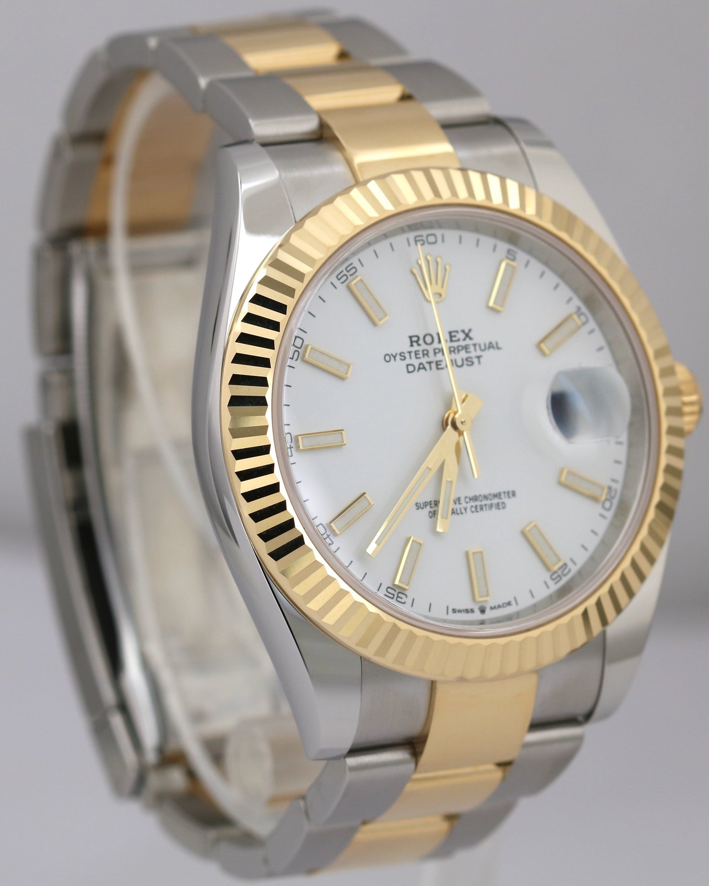 MINT 2022 Rolex DateJust White 126333 41mm 18K Gold Steel 41mm Oyster Watch BOX
