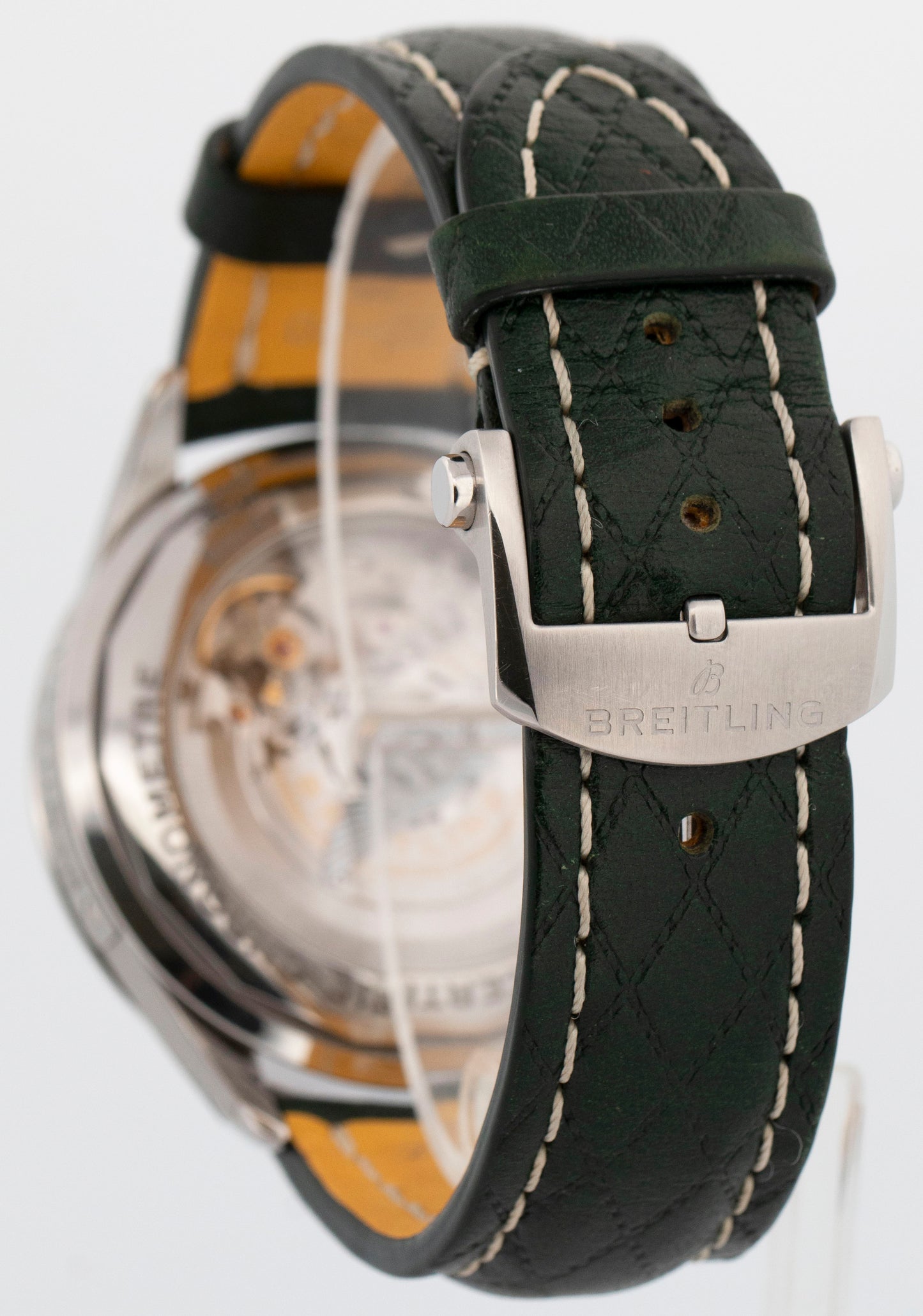 PAPERS Breitling Premier B01 42mm Stainless Steel Green Date Watch AB0118 BOX