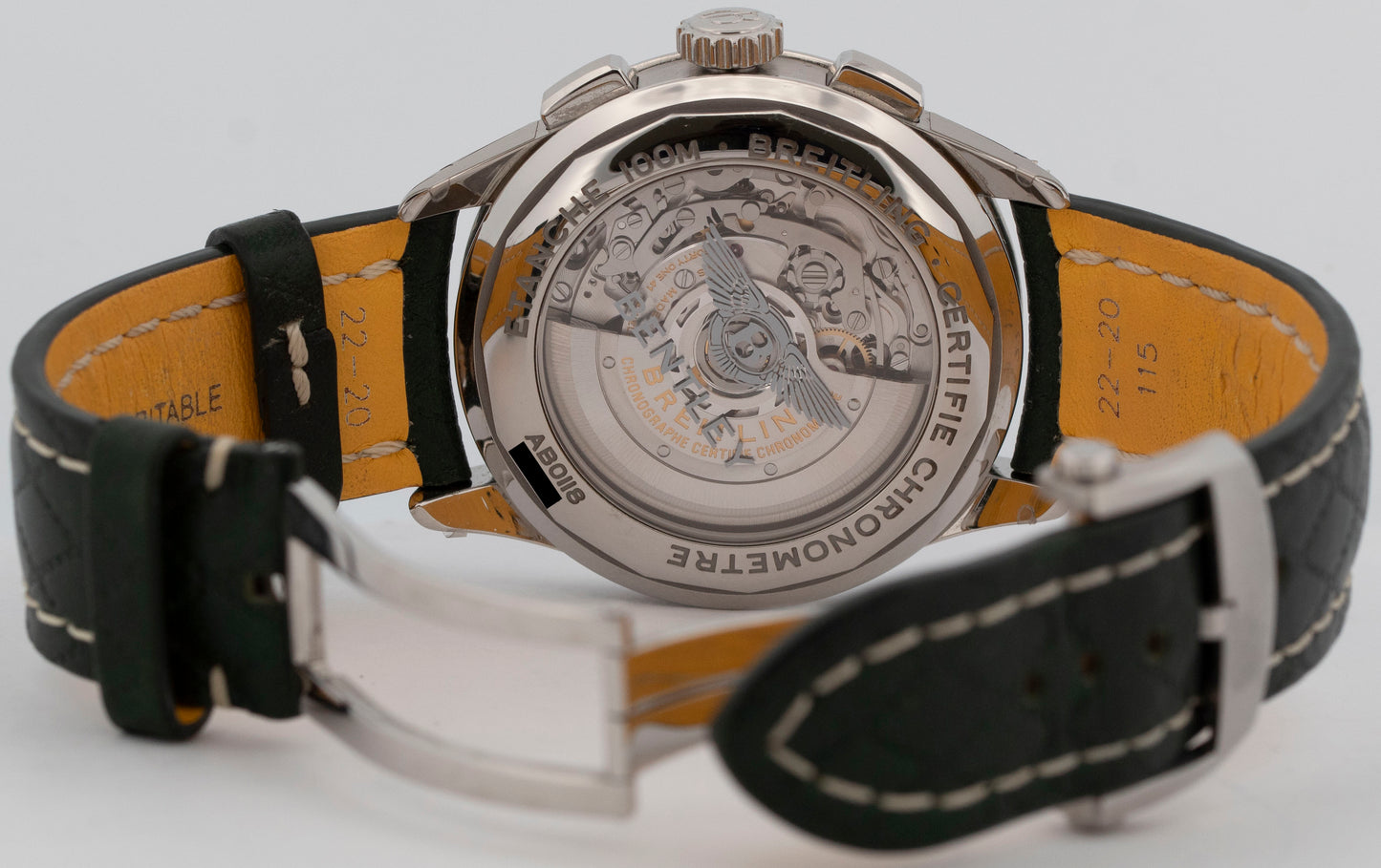 PAPERS Breitling Premier B01 42mm Stainless Steel Green Date Watch AB0118 BOX