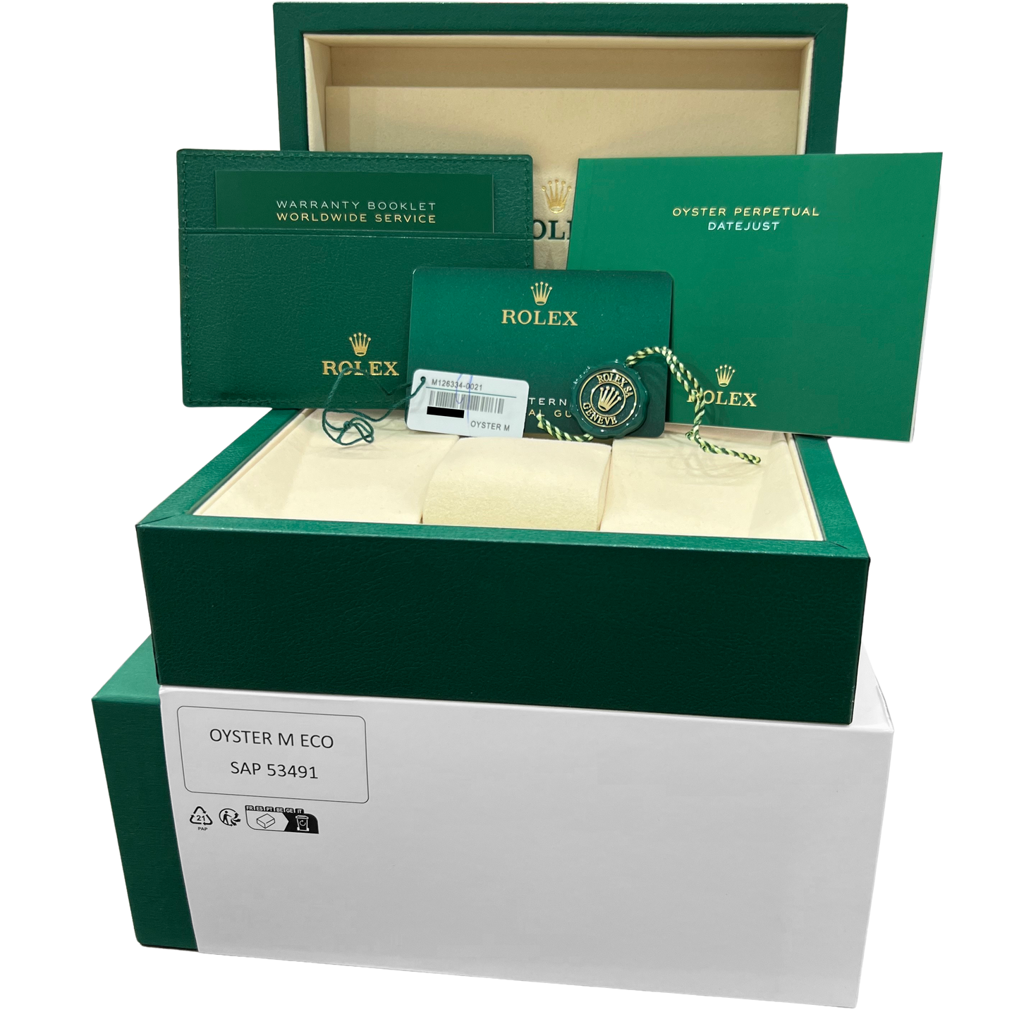 NEW 2025 PAPERS Rolex DateJust 41mm WIMBLEDON 18K Gold OYSTER 126334 Watch BOX