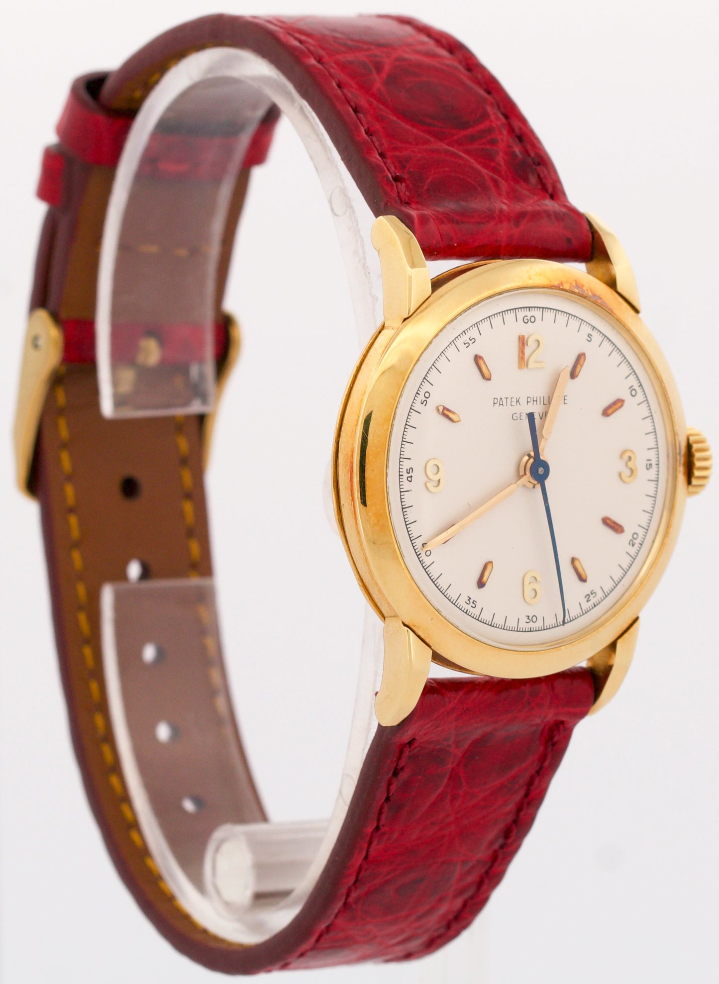 VINTAGE Patek Philippe Calatrava 33mm TRACK DIAL Manual 18K Gold Leather 2466