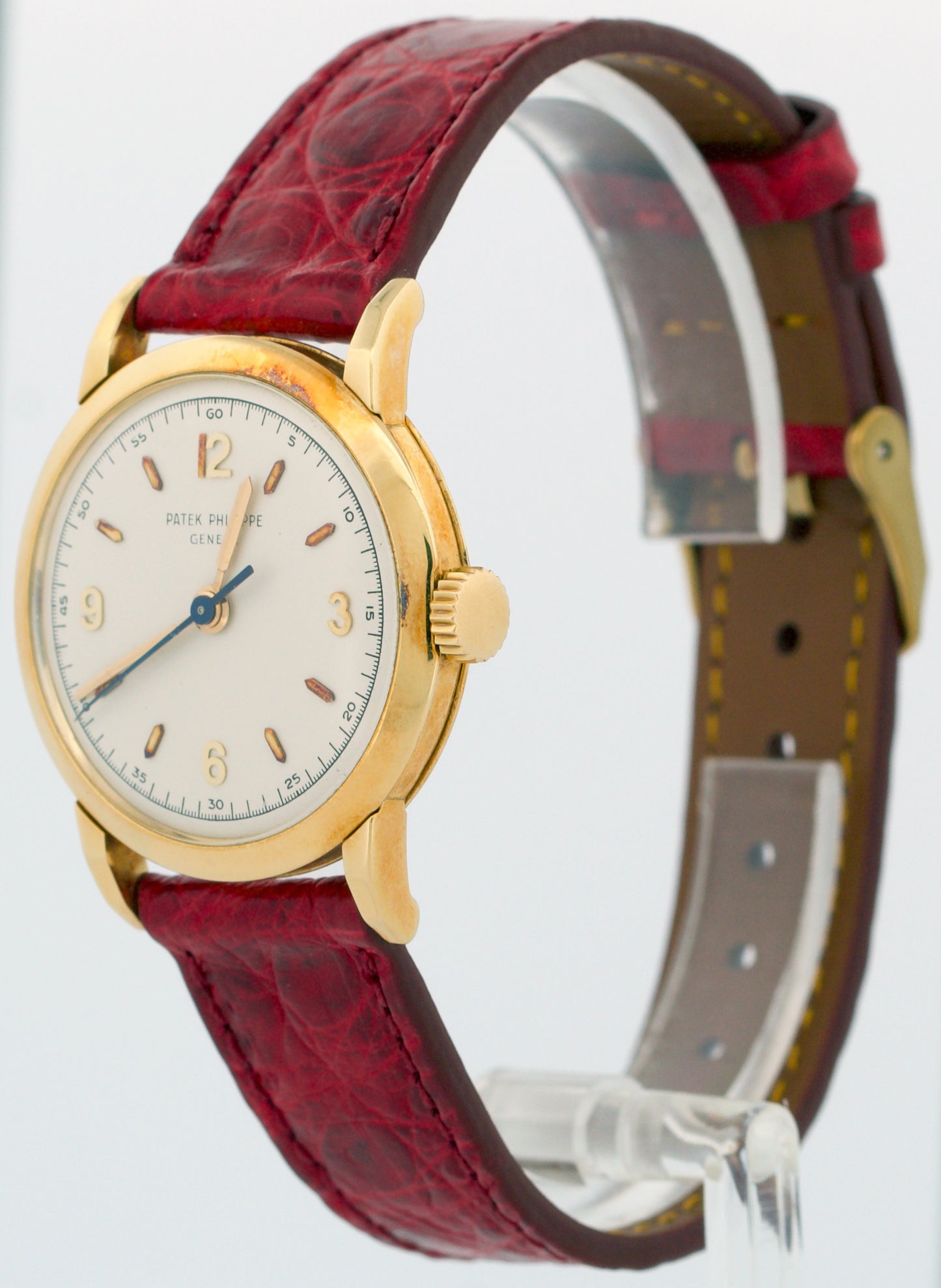 VINTAGE Patek Philippe Calatrava 33mm TRACK DIAL Manual 18K Gold Leather 2466