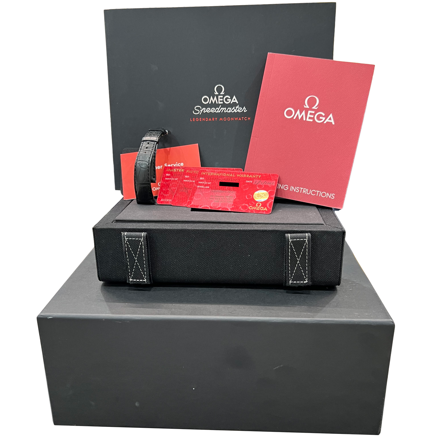 PAPERS Omega Speedmaster SAPPHIRE SANDWICH Steel Watch 310.30.42.50.01.002 BOX