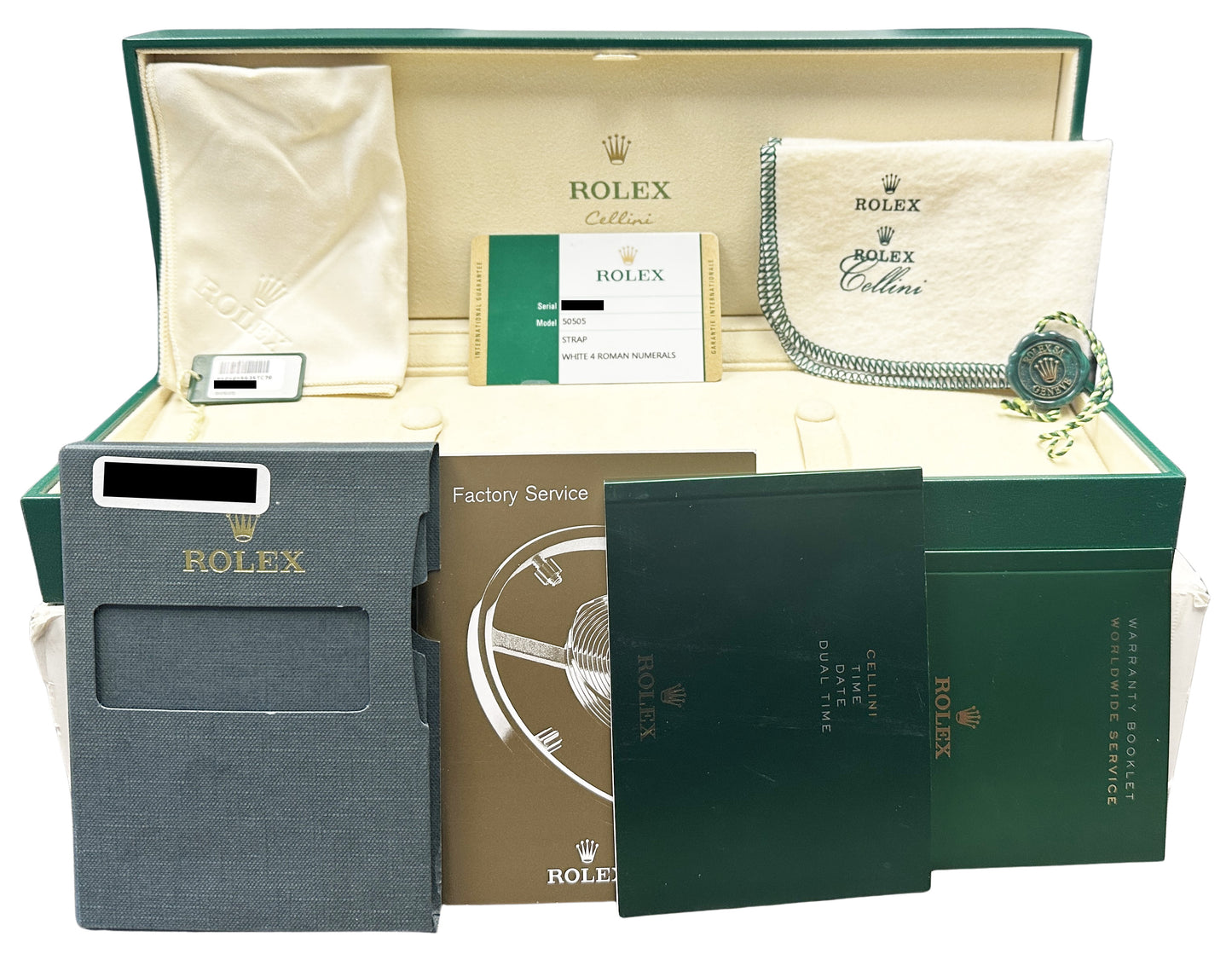 NOS STICKERED Rolex Cellini PAPERS 18k Rose Gold White 39mm 50505 Watch BOX
