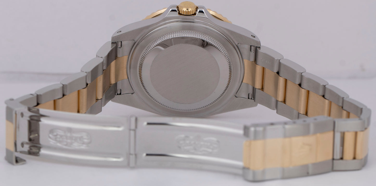 PAPERS Rolex GMT-Master II Two-Tone 18K Yellow Gold Black Steel 40mm 16713 B+P