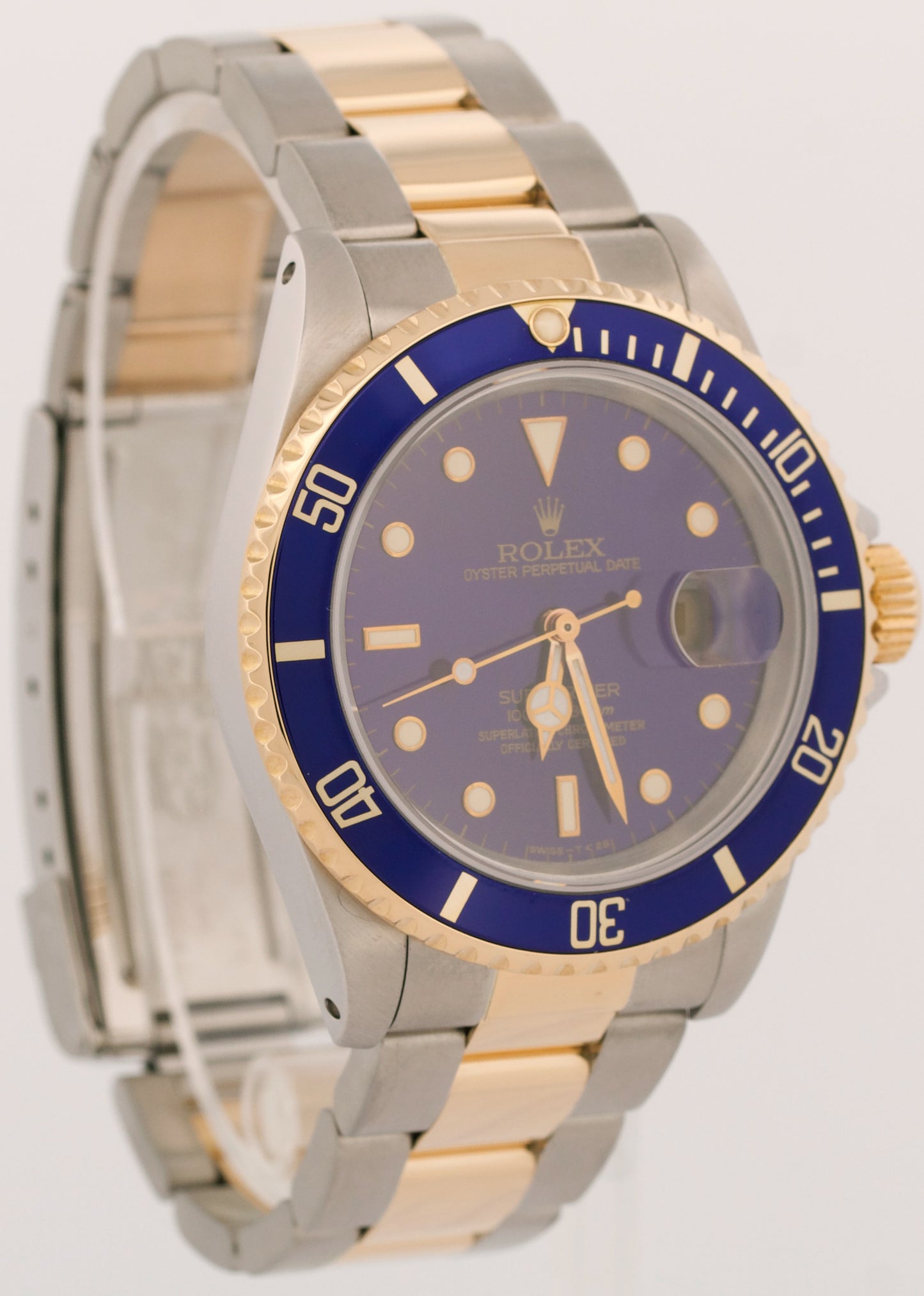 Rolex Submariner Date 40mm BLUE 18K Yellow Gold Stainless Steel 16613 Watch