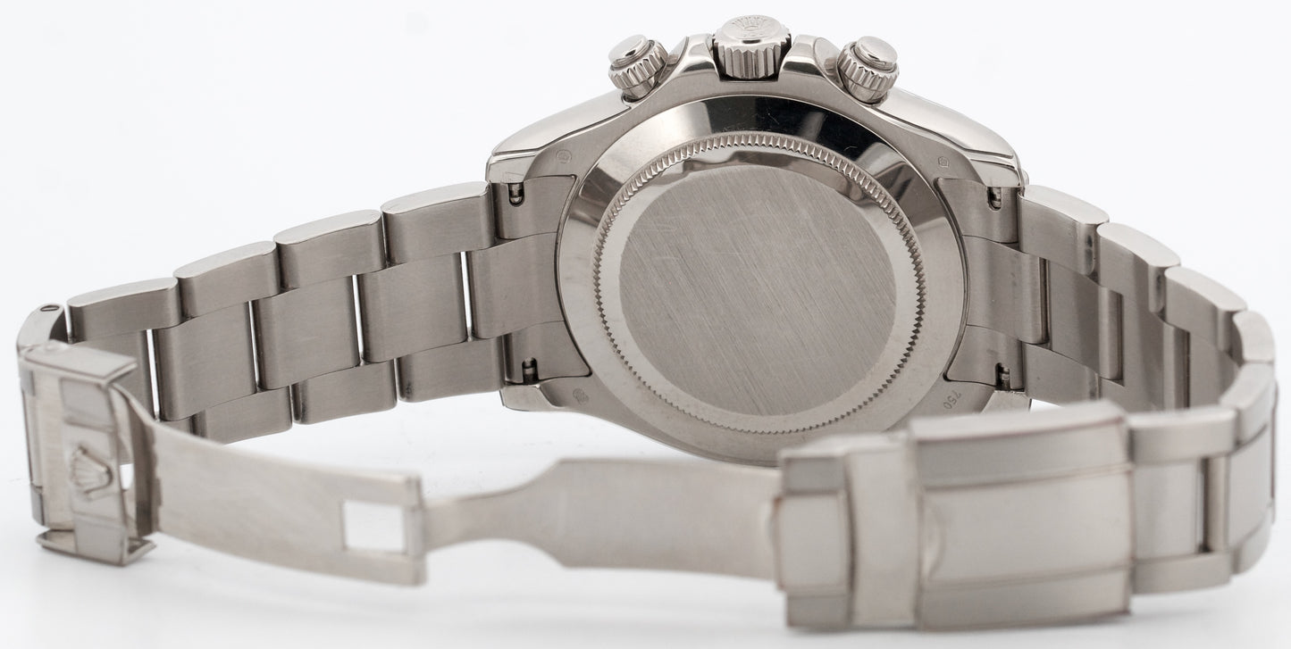 Rolex Daytona Cosmograph SILVER RACING Arabic Red 18K White Gold Watch 116509