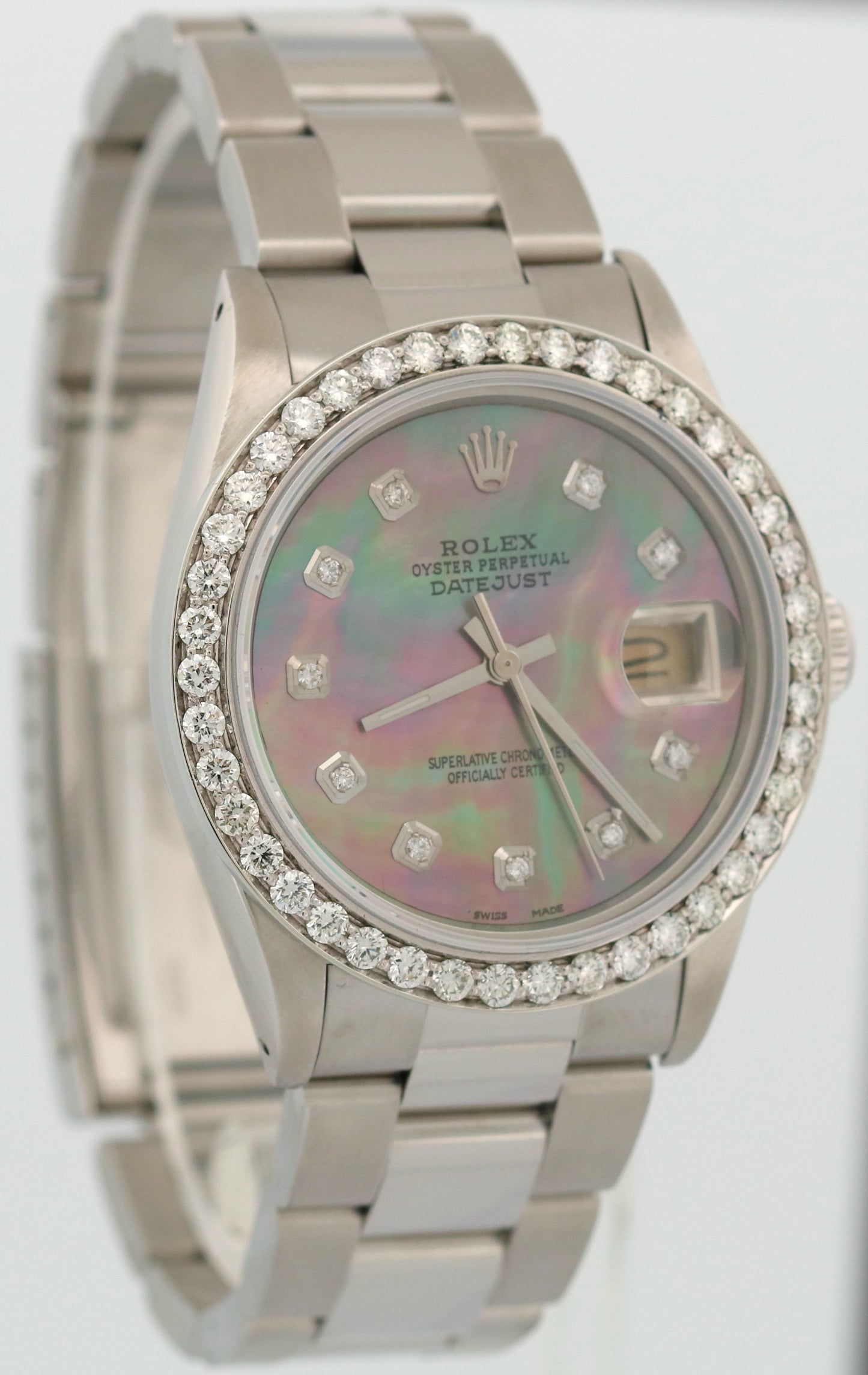 Rolex DateJust 36mm MOTHER OF PEARL DIAMOND BEZEL Stainless Steel OYSTER 16013
