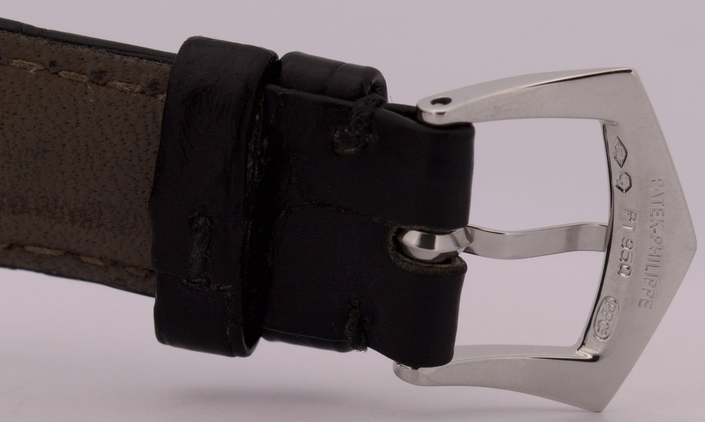 Patek Philippe Annual Calendar BLACK Roman 950 Platinum 37mm 5035P Leather Watch