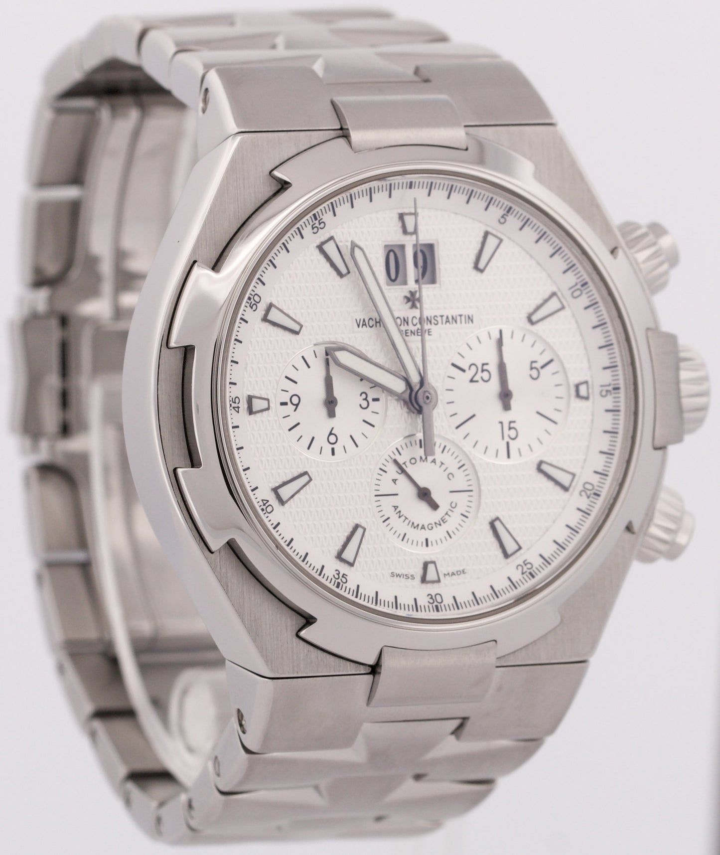 MINT Vacheron Constantin Overseas Chronograph WHITE 42mm Stainless 49150 Watch