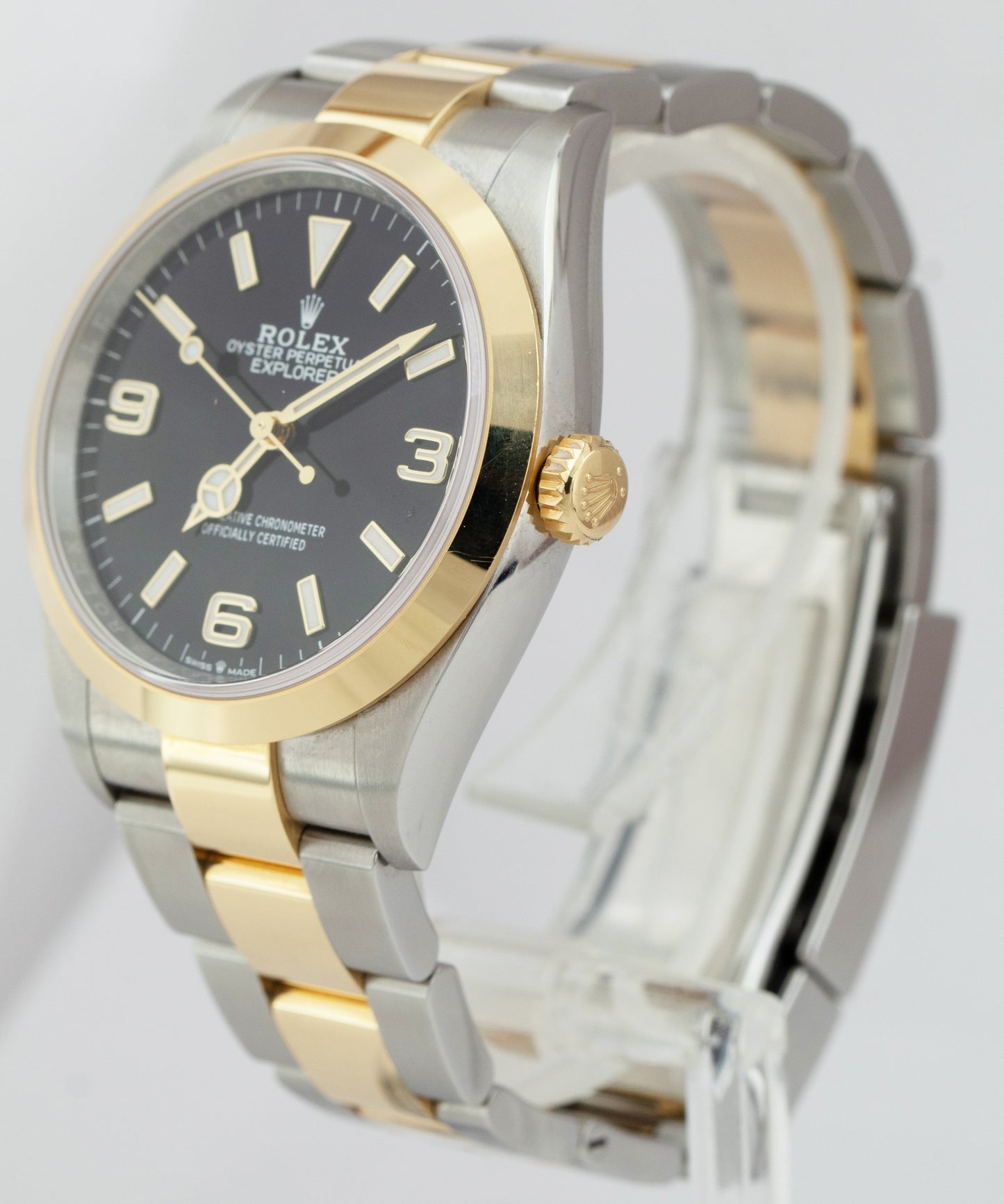 2021 NEW CARD Rolex Explorer I Black Two-Tone Gold Steel 36mm 124273 Watch B+P