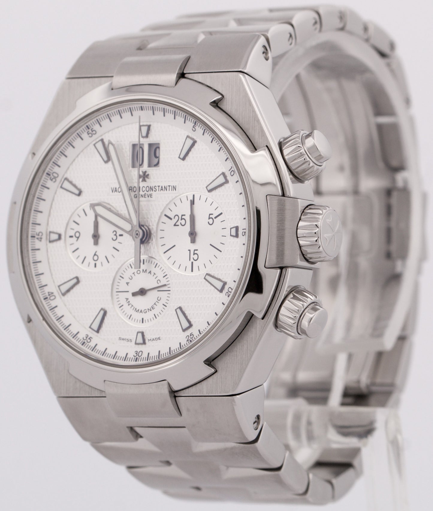 MINT Vacheron Constantin Overseas Chronograph WHITE 42mm Stainless 49150 Watch