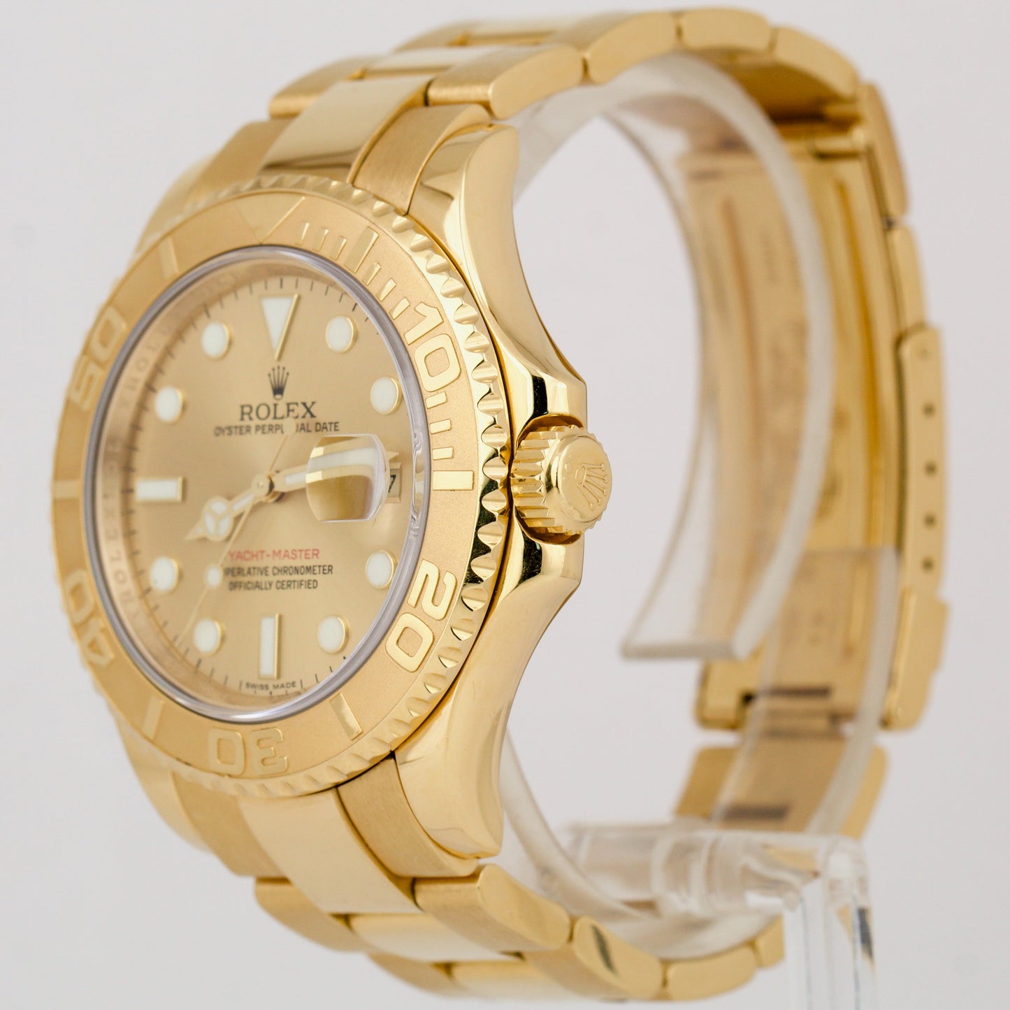 UNPOLISHED Rolex Yacht-Master 40 REHAUT Champagne 18K Gold NO-HOLES 16628 40mm