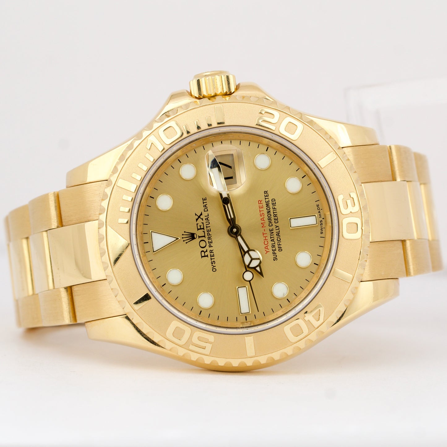 UNPOLISHED Rolex Yacht-Master 40 REHAUT Champagne 18K Gold NO-HOLES 16628 40mm
