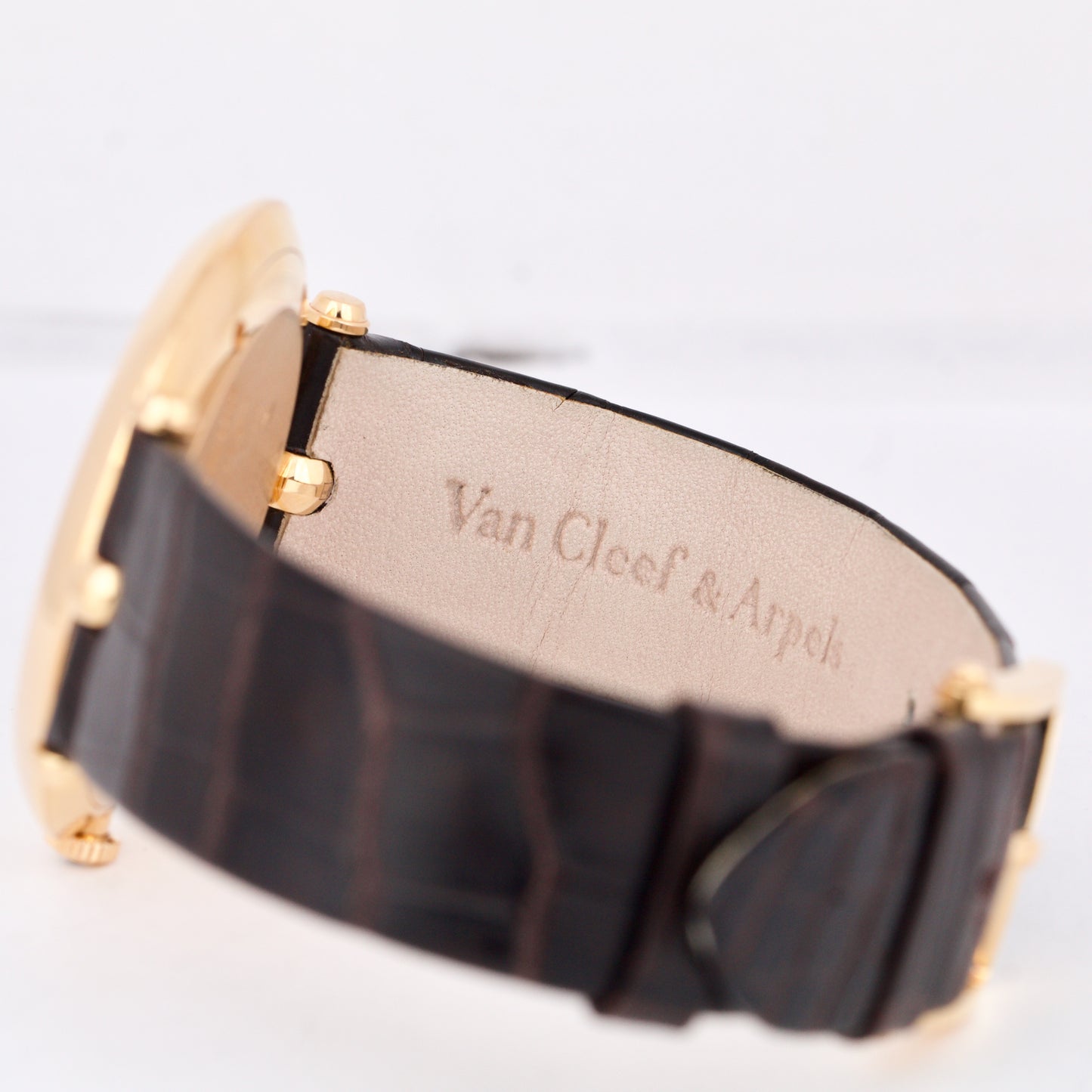 Van Cleef & Arpels Pierre 18K Rose Gold Leather White Honeycomb 38mm VCARO3GK00