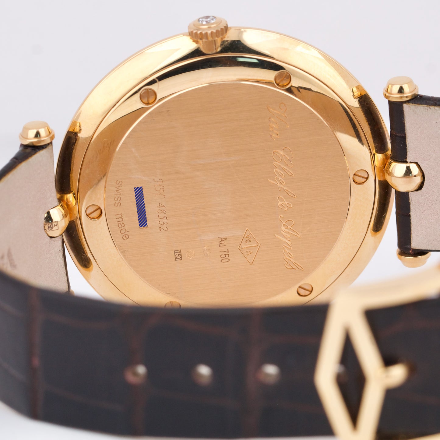 Van Cleef & Arpels Pierre 18K Rose Gold Leather White Honeycomb 38mm VCARO3GK00