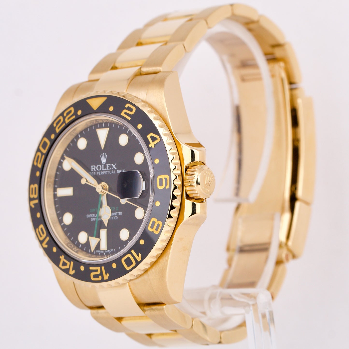 MINT Rolex GMT-Master II PAPERS Ceramic Black 18K Yellow Gold 40mm 116718 LN B+P