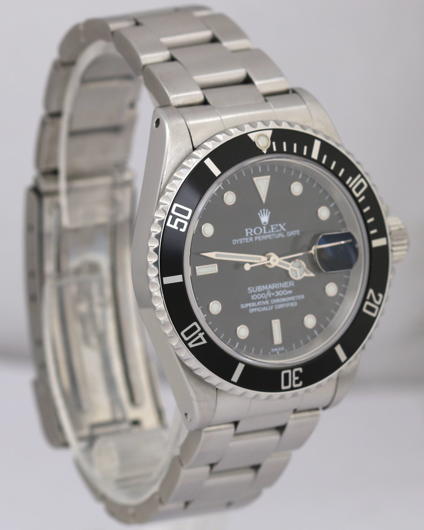 1999 PAPERS Rolex Submariner Date SWISS ONLY Black 40mm Oyster 16610 Watch BOX