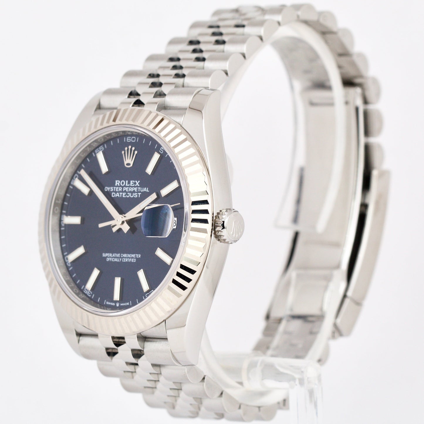 MINT 2024 Rolex DateJust 41 BLUE 18K Gold Steel JUBILEE Fluted 41mm 126334 BOX