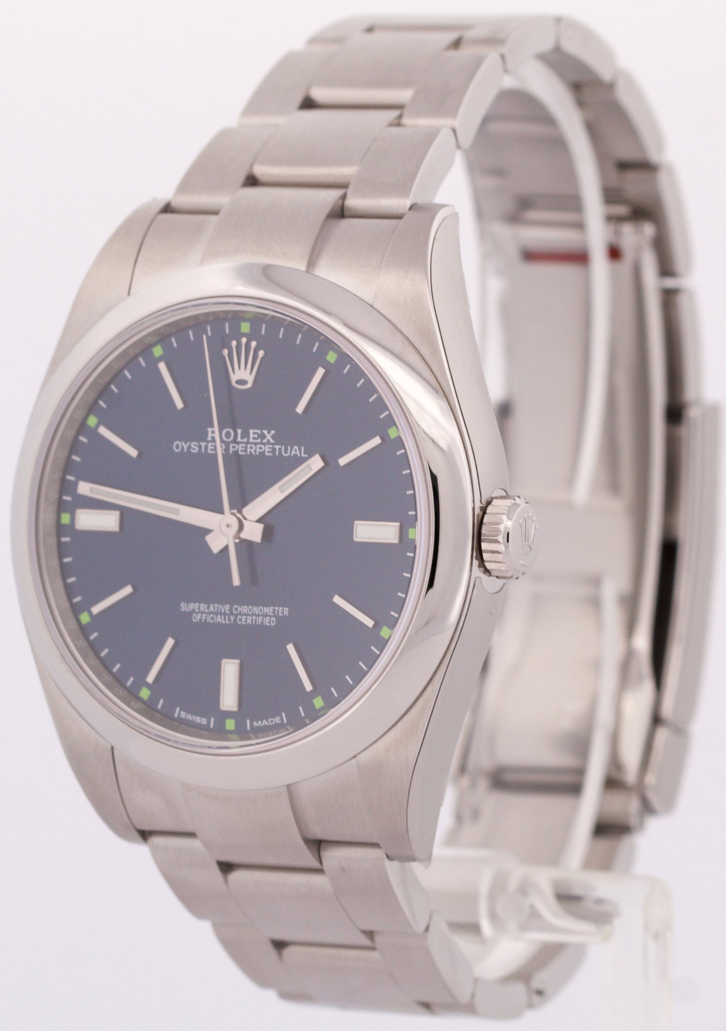 NEW STICKERED Rolex Oyster Perpetual BLUE 39mm PAPERS Stainless Steel 114300 BOX