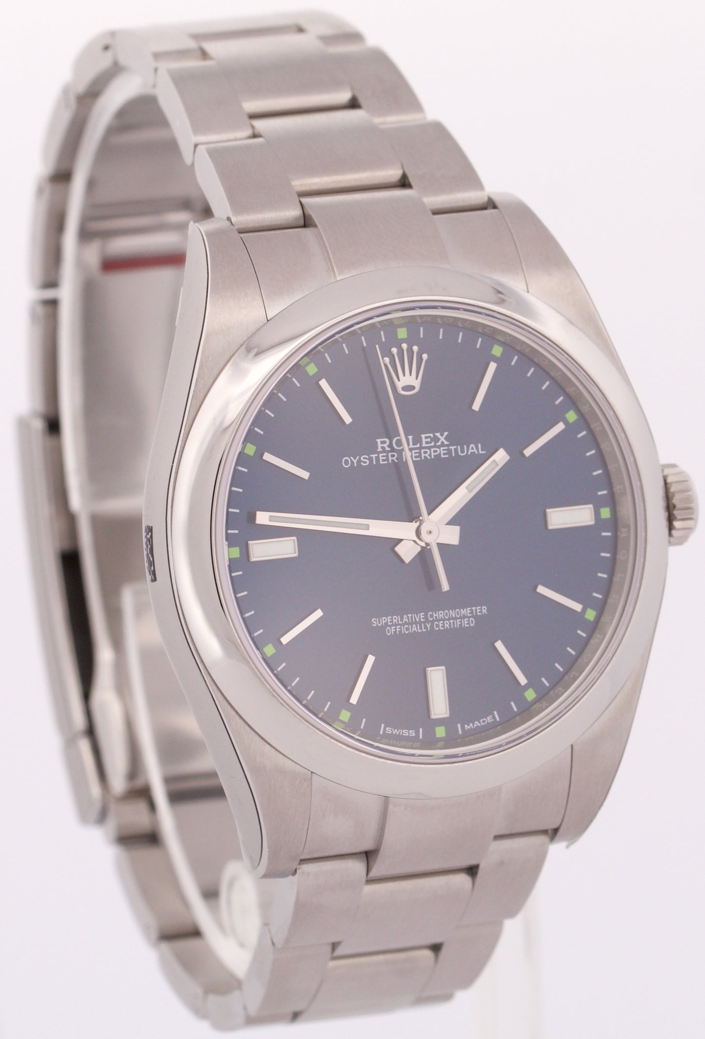 NEW STICKERED Rolex Oyster Perpetual BLUE 39mm PAPERS Stainless Steel 114300 BOX