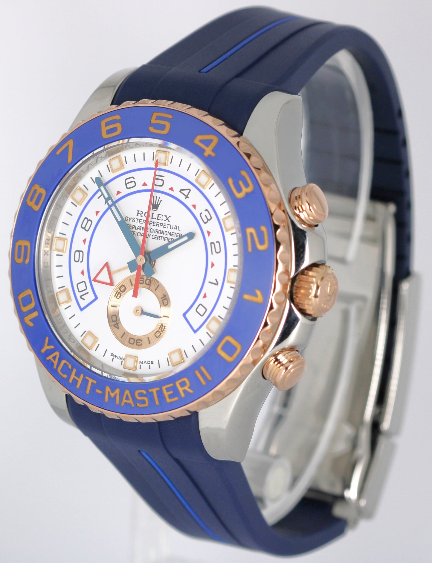 Rolex Yacht-Master II Two-Tone 18K Rose Gold Steel White 44mm Blue 116681 Watch